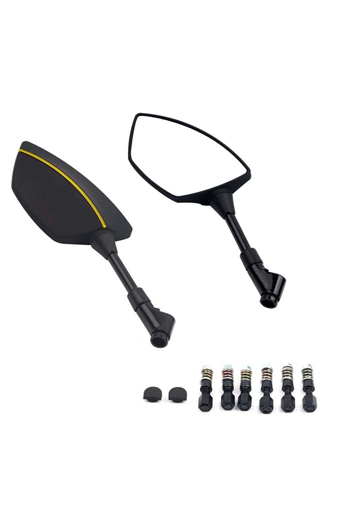 Alkan Mb Motosi̇klet Ayna 426 Sarı Şeri̇tli̇ &Uuml;ni̇versal 8-10 Mm Uyumlu Marka Model Fark Etmez