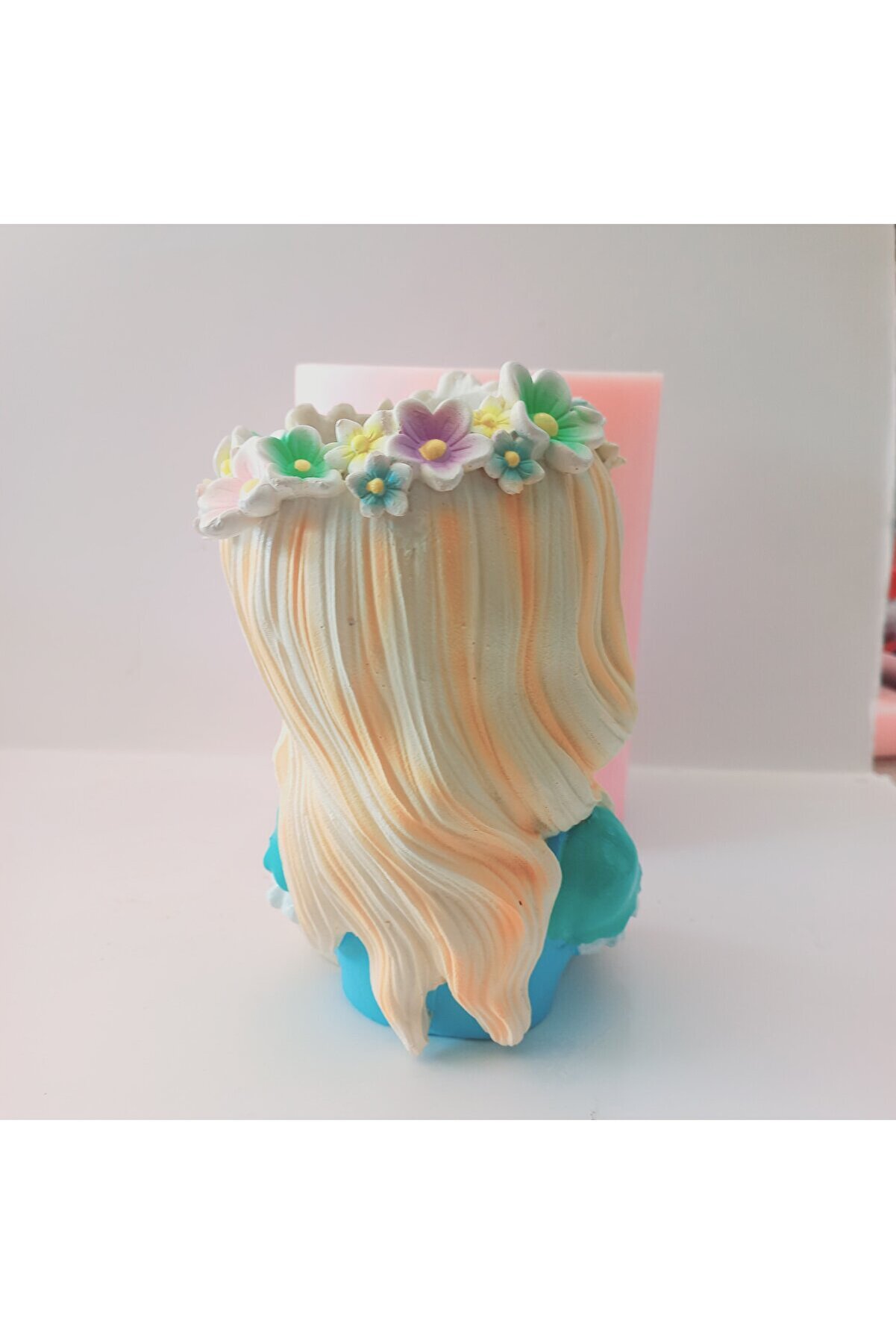 Kalıpcınızburada Çi̇çekli̇ Kız Saksı Si̇li̇kon Kalıp - K8001