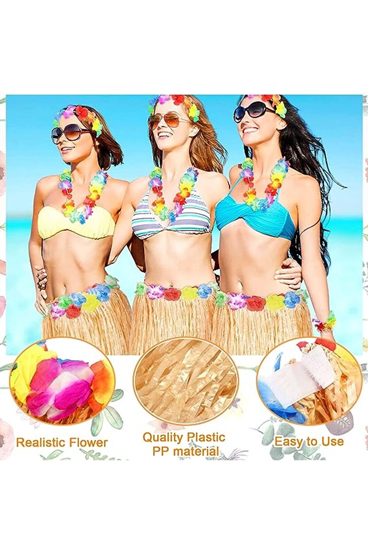 Ethab Ti̇caret Yeti̇şki̇n Ve &Ccedil;ocuk Uyumlu Saman Renk Hawai̇i̇ Etek 12 Adet