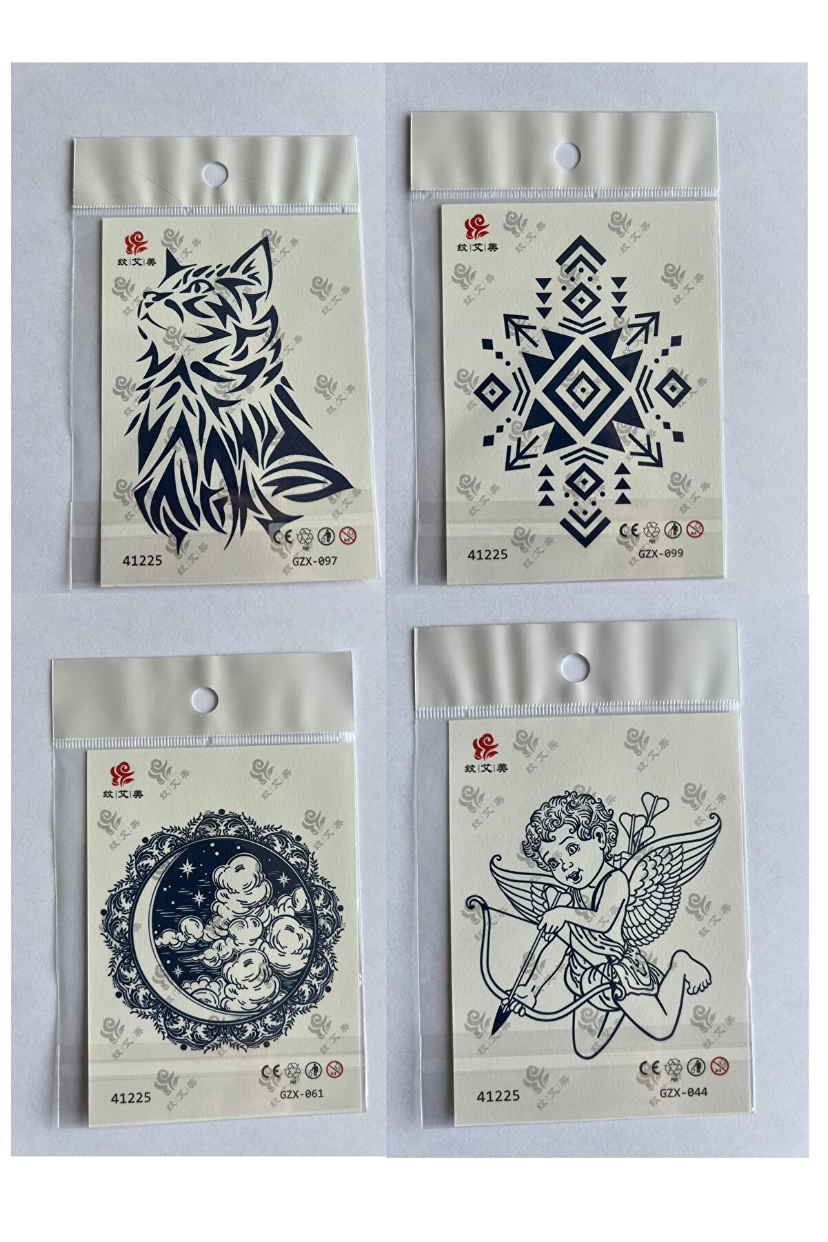 Ai̇rbrush Tattoo Melek Kedi̇ 3 Hafta Kalıcı 4 Adet Mi̇ni̇mal Yarı Kalıcı Dövme Seti̇