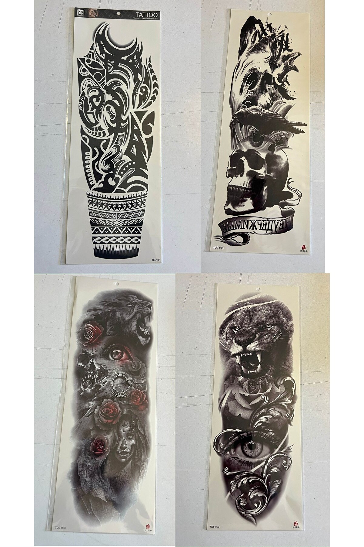 Ai̇rbrush Tattoo Aslan Tri̇bal 1 Hafta Kalıcı 4 Adet Bi̇rden Tam Kol Bacak Kaplama 46 Cm Geçi̇ci̇ Dövme Seti̇