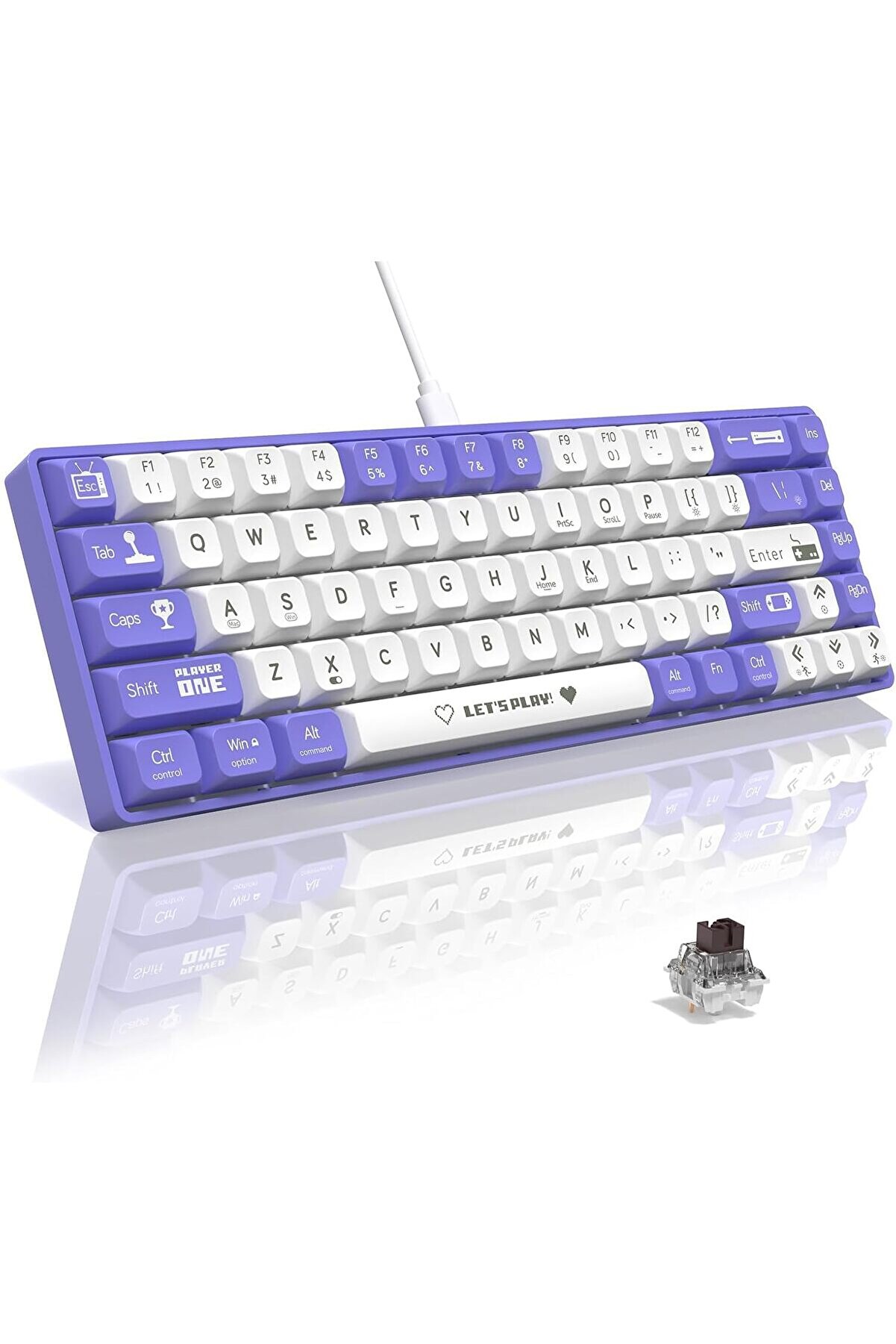 STOREMAX Ajazz Ak680 65% Kablolu Hotswap Mekanik Oyun Klavyesi,68 Tuşlu Taşınabilir Anti-ghosting Klavye,gök