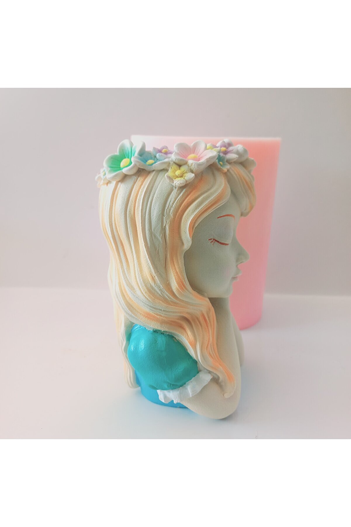 Kalıpcınızburada Çi̇çekli̇ Kız Saksı Si̇li̇kon Kalıp - K8001