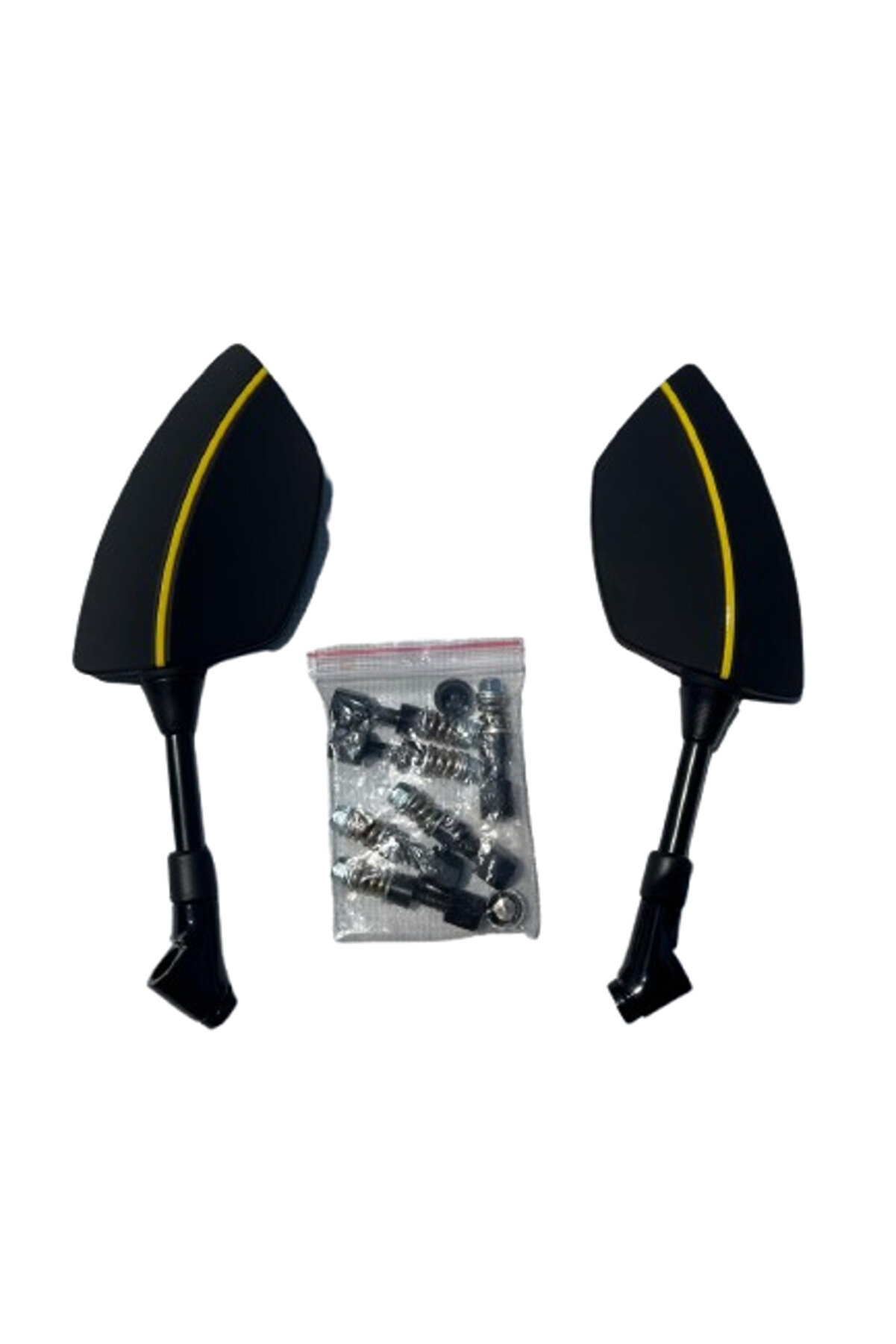 Alkan Mb Motosi̇klet Ayna 426 Sarı Şeri̇tli̇ &Uuml;ni̇versal 8-10 Mm Uyumlu Marka Model Fark Etmez