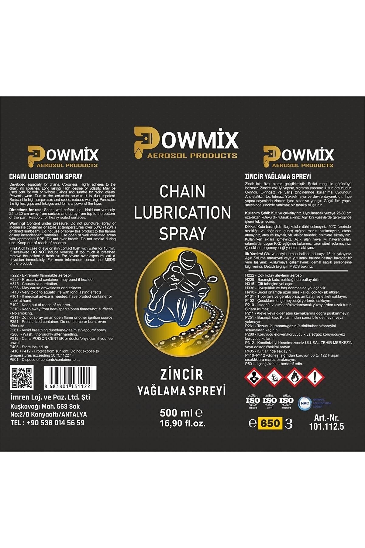 Zi̇nci̇r Yağlama Spreyi̇ 500 Ml.