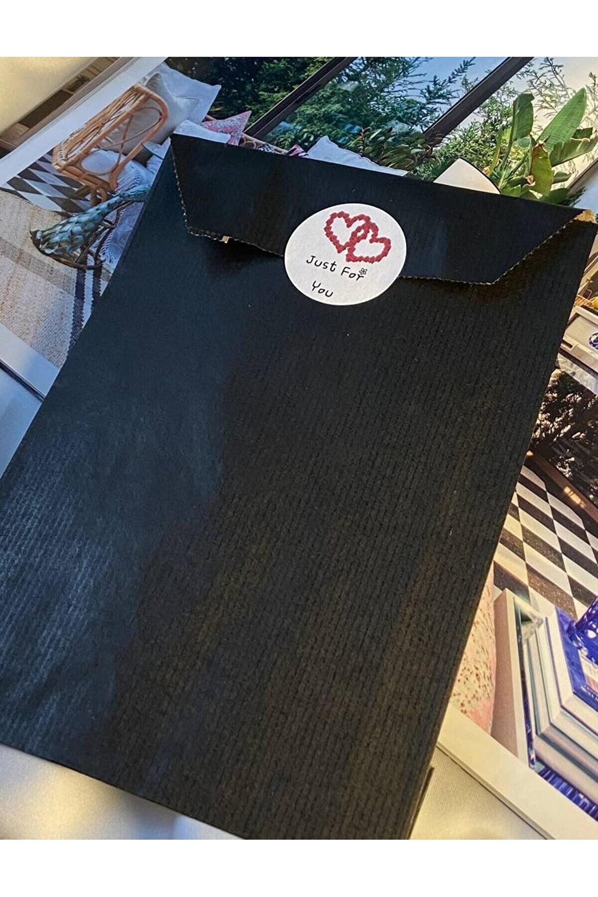 STOREMAX Renkli Bantlı Hediye Paketi Banded Claret Color Gift Package 15 * 4 * 21 cm 4lü (Siyah) TrendBaza