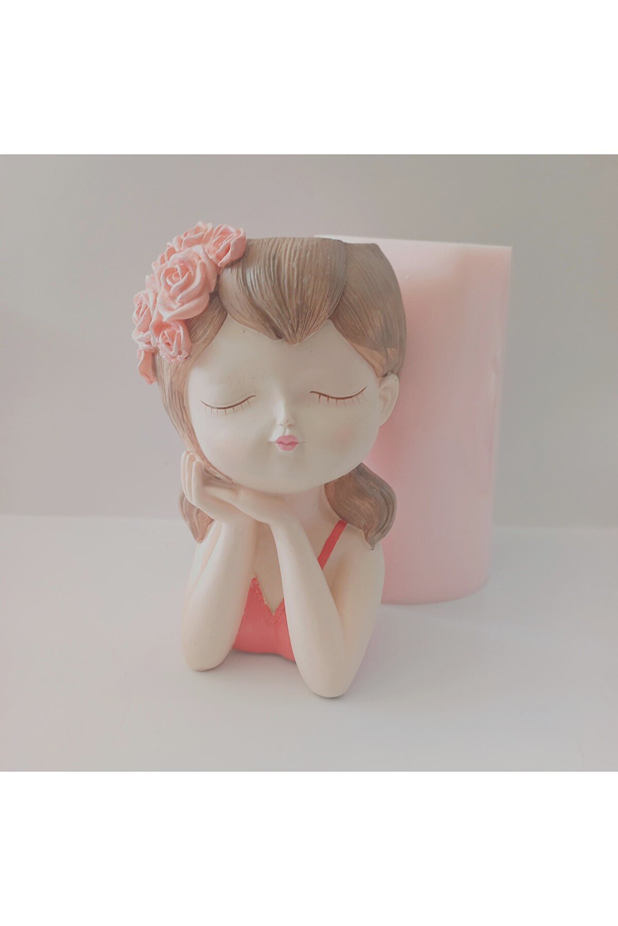 Kalıpcınızburada Çi̇çekli̇ Kız Saksı Si̇li̇kon Kalıp - K8002