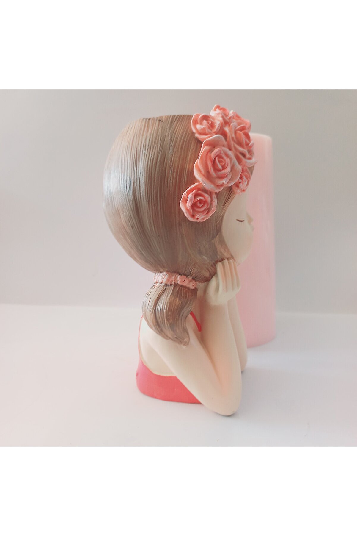 Kalıpcınızburada Çi̇çekli̇ Kız Saksı Si̇li̇kon Kalıp - K8002