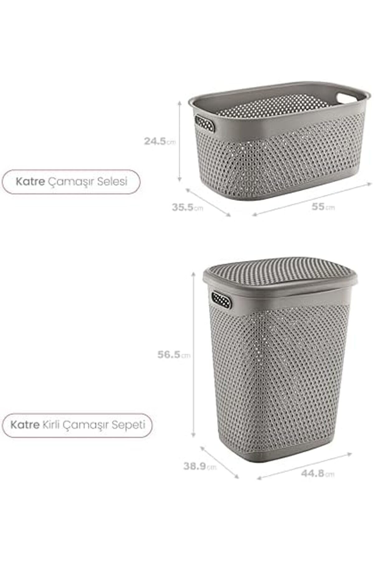 Sellbuyst Katre Ki̇rli̇ Çamaşır Sepeti̇ Ve Çamaşır Selesi̇ Set Terra Trn-170-171-05 Trendy 266450