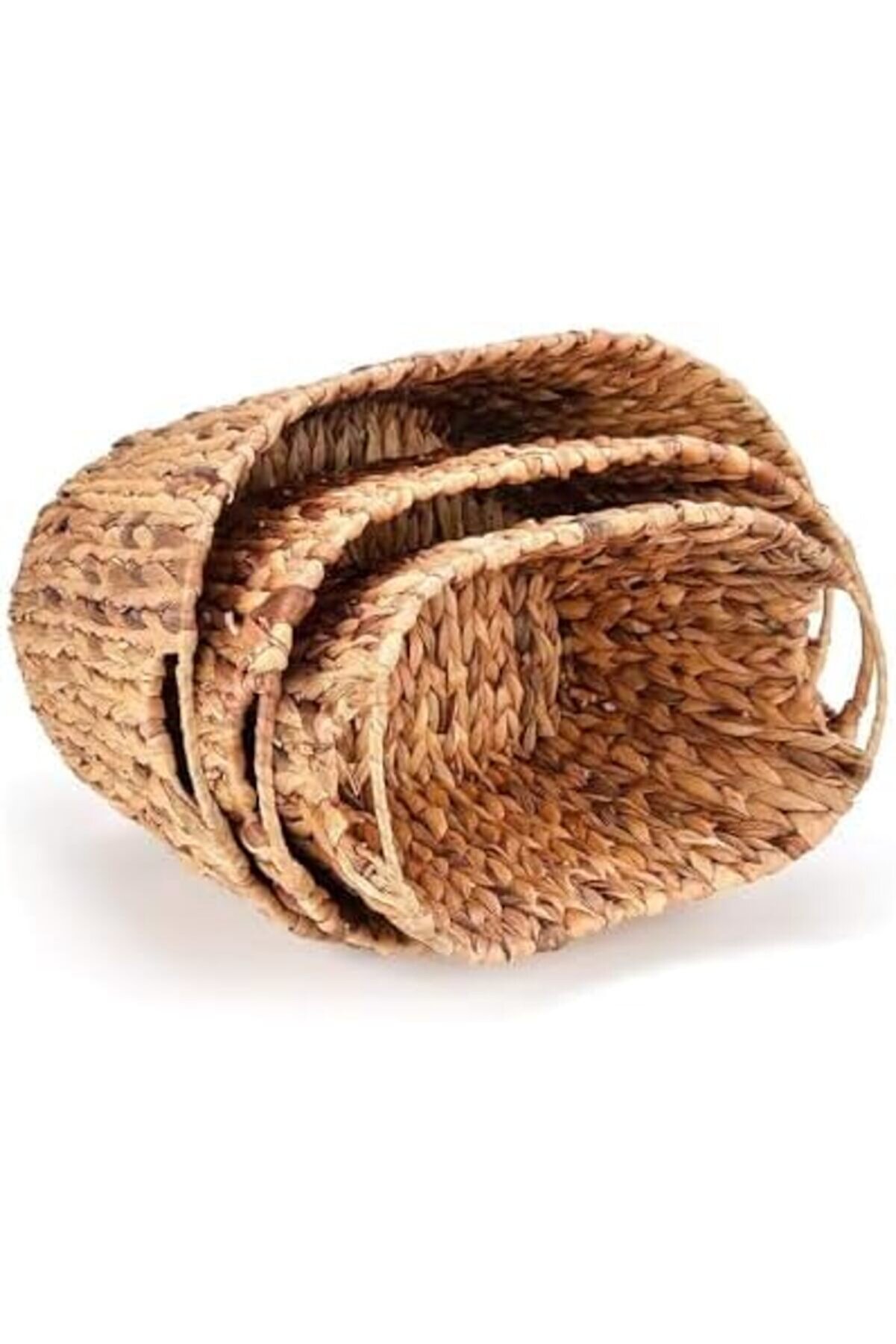 Polysi̇ght 3 Lü Kulplu Hasır Sepet Organi̇zer –, El Yapımı, Organi̇k, Dekorati̇f Saklama Sepeti̇ – Çok Am