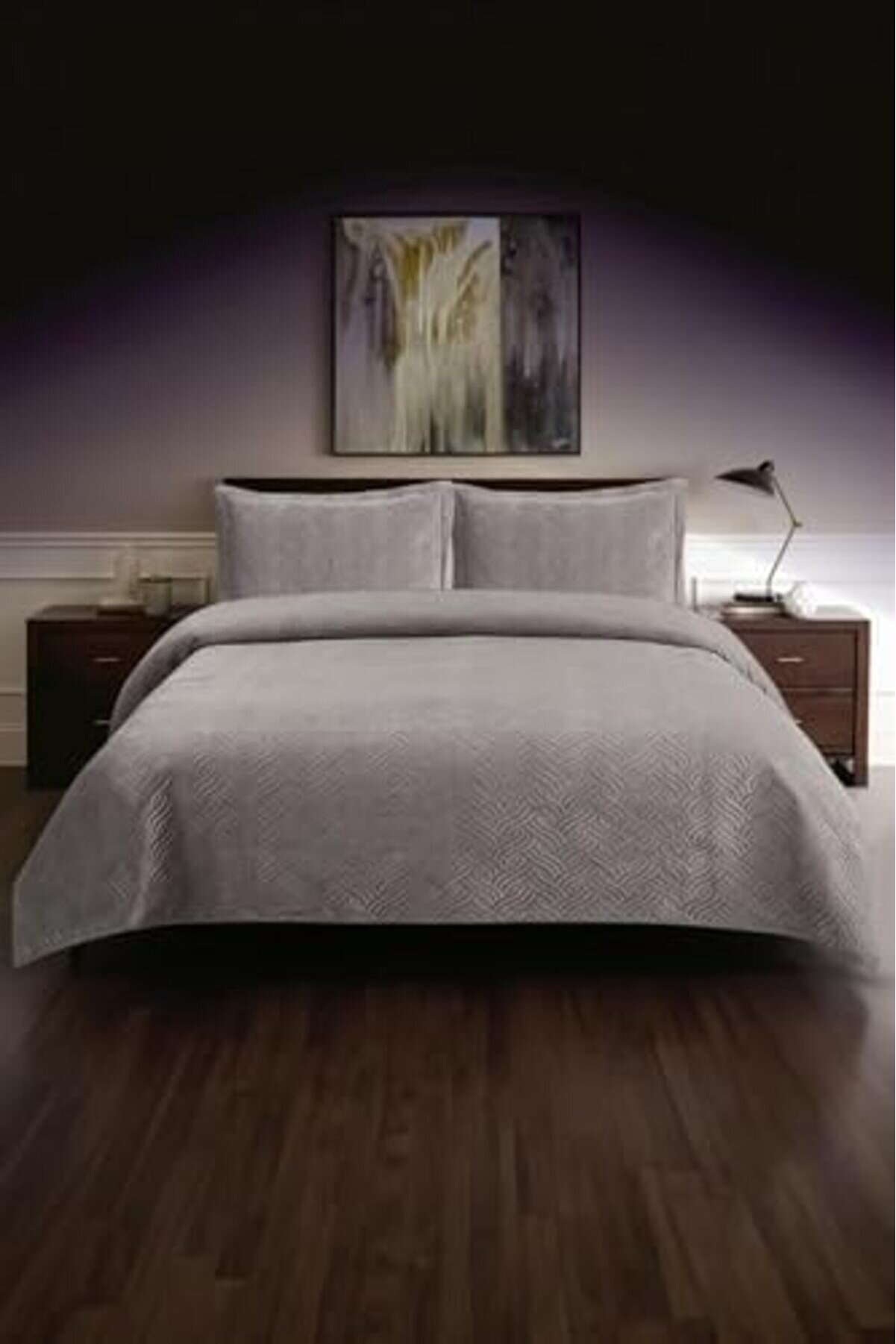 G&ccedil;avm Si̇lva Kadi̇fe &Ccedil;i̇ft Ki̇şi̇li̇k Yatak &Ouml;rt&uuml;s&uuml; Takımı (Gri̇) Shopg&ccedil; 1174074