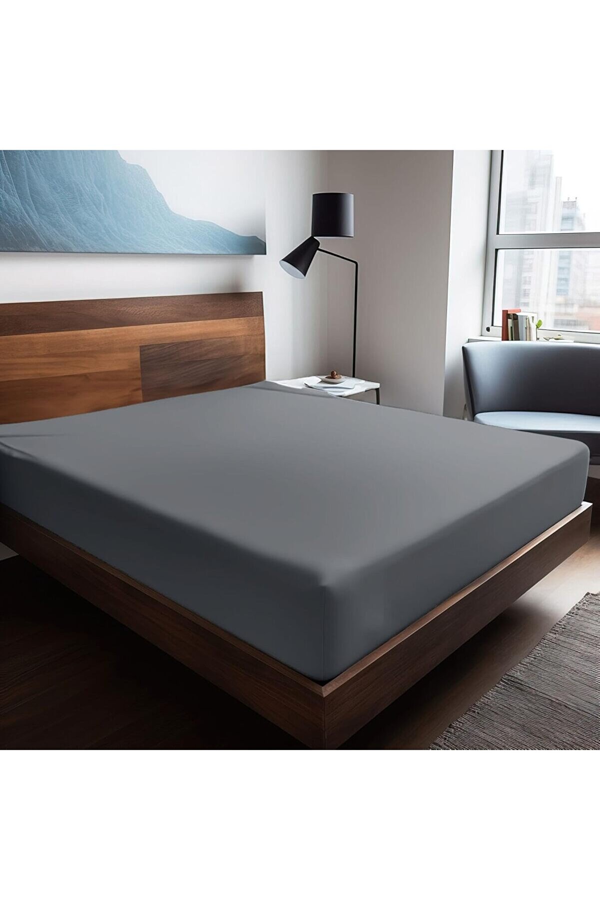 STOREMAX BRFShop | Mix & Match | Plain |%100 Pamuklu Ranforce 160 x 240 Tek Kişilik Düz Çarşaf Gri 11659