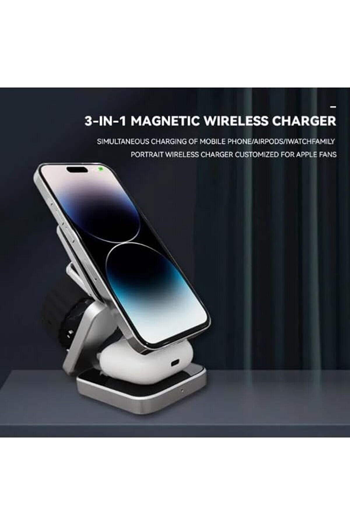 Lvnshop Uyumlu 3İn1 Kablosuz Şarj Ci̇hazı Uyumlu Uyumlu Masaüstü Portati̇f Katlanabi̇li̇r Taşınabi̇li̇r Ce