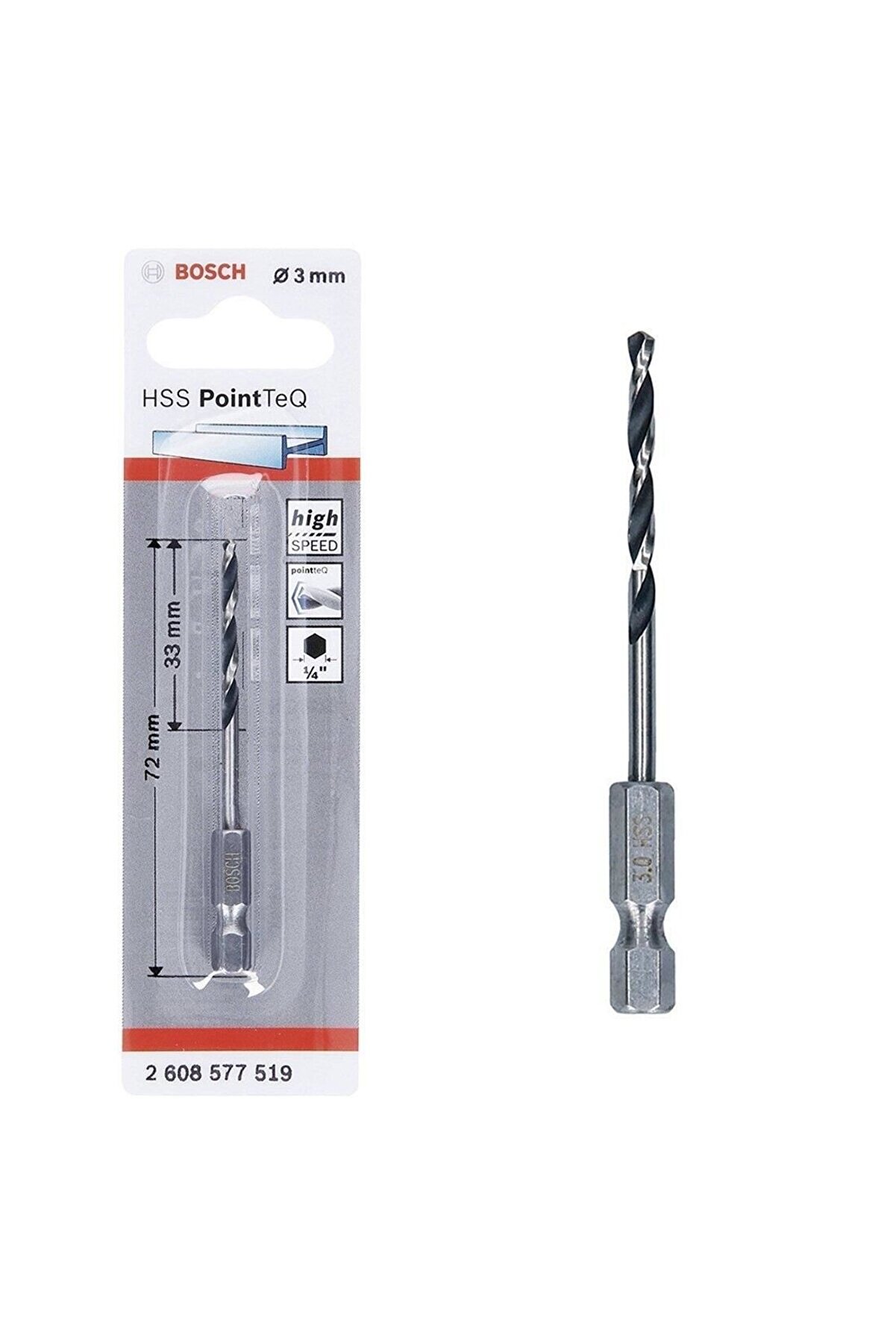 Bi̇lfold Poi̇ntteq Altıgen Şaftlı Hss Matkap Ucu 3 Mm