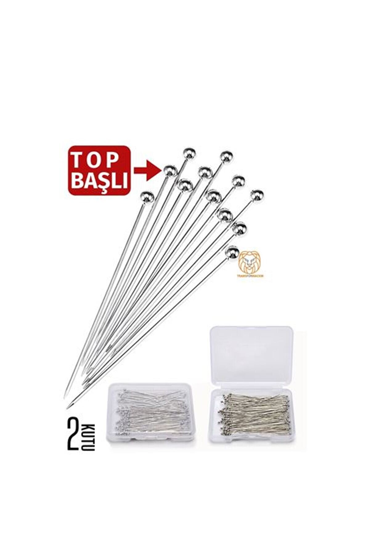 Toptan Bulurum Top Başlı İğne 2 Kutu 100 Adet Baş&ouml;rt&uuml; İğnesi Toplu İğne