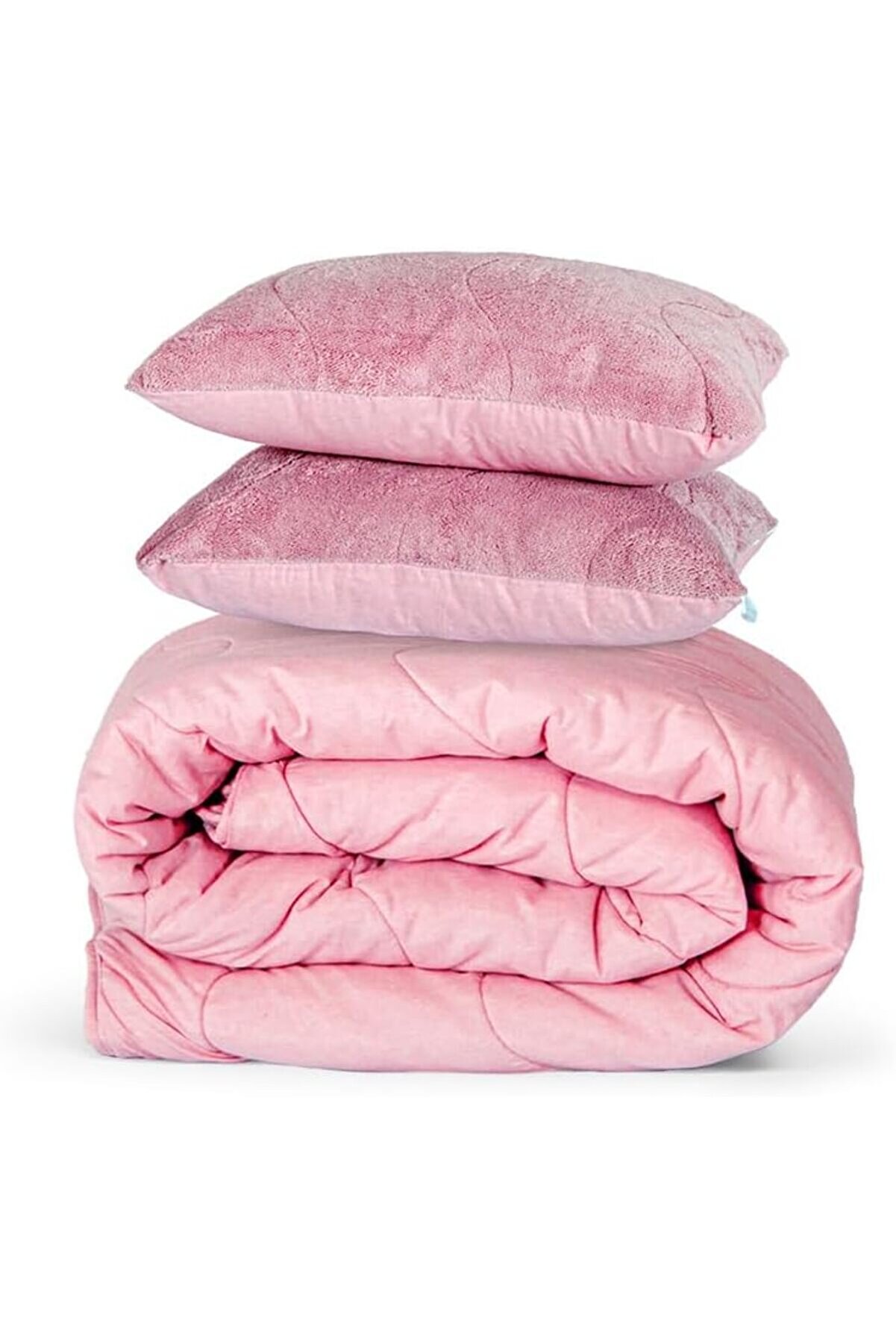 STOREMAX Home Bedding Welsoft Pembe Yorgan Seti Çift Kişilik (2Adet Silikon Yastık ve Kılıfları Hediye)