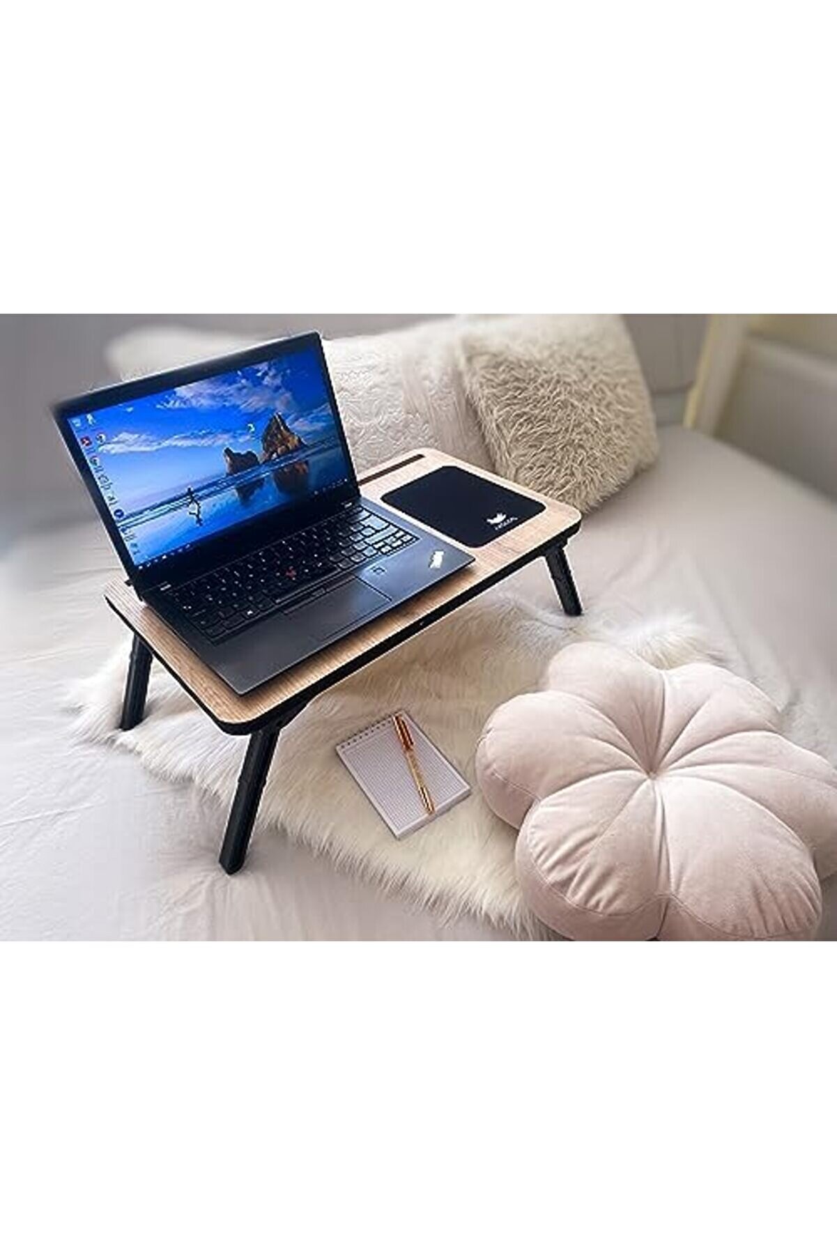 Lvnshop Foldaway Telefon Ve Tablet Bölmeli̇ Katlanır Ayaklı Laptop Sehpası Bi̇lgi̇sayar Çalışma Masası