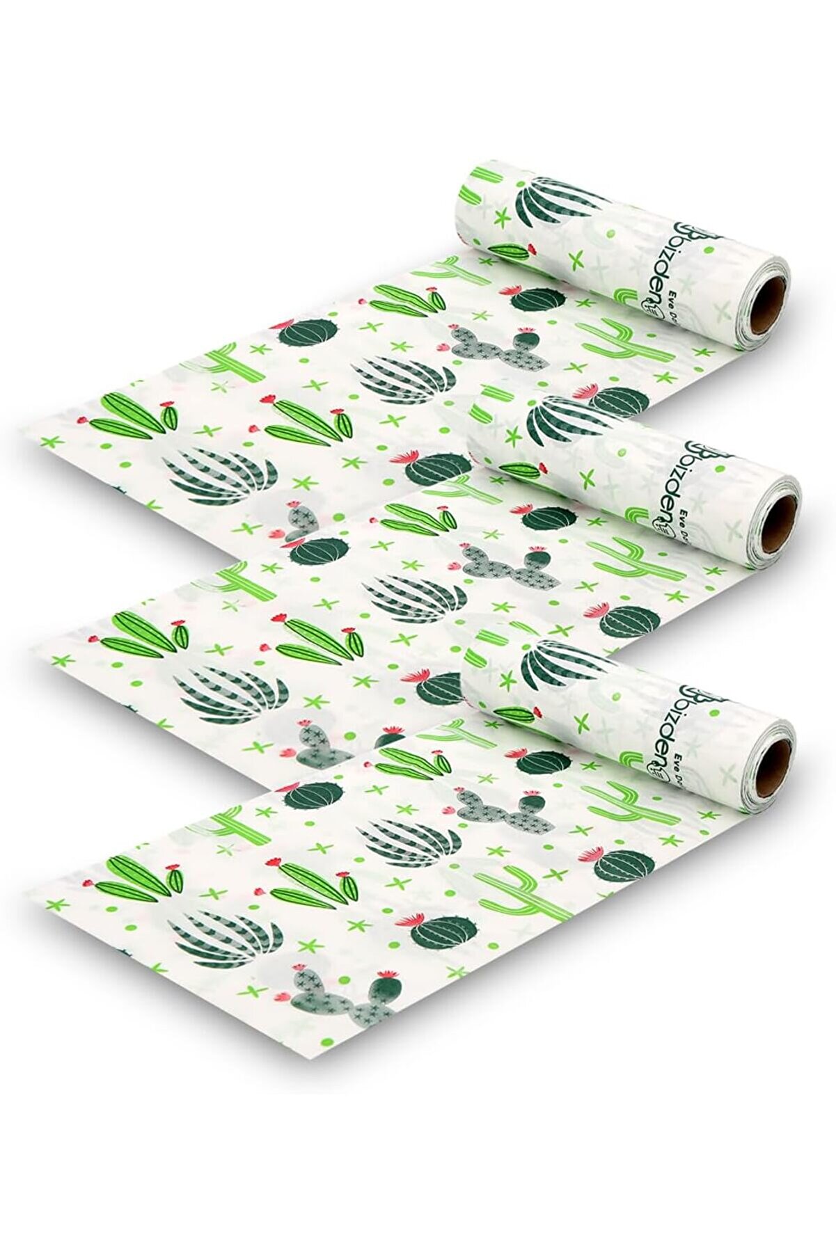 STOREMAX lvnshop Masa ve Aktivite Piknik Örtüsü Kullan At Sıvı Geçirmez 3 Rulo (Rulo içi:10 adet) KAKTÜS 100x