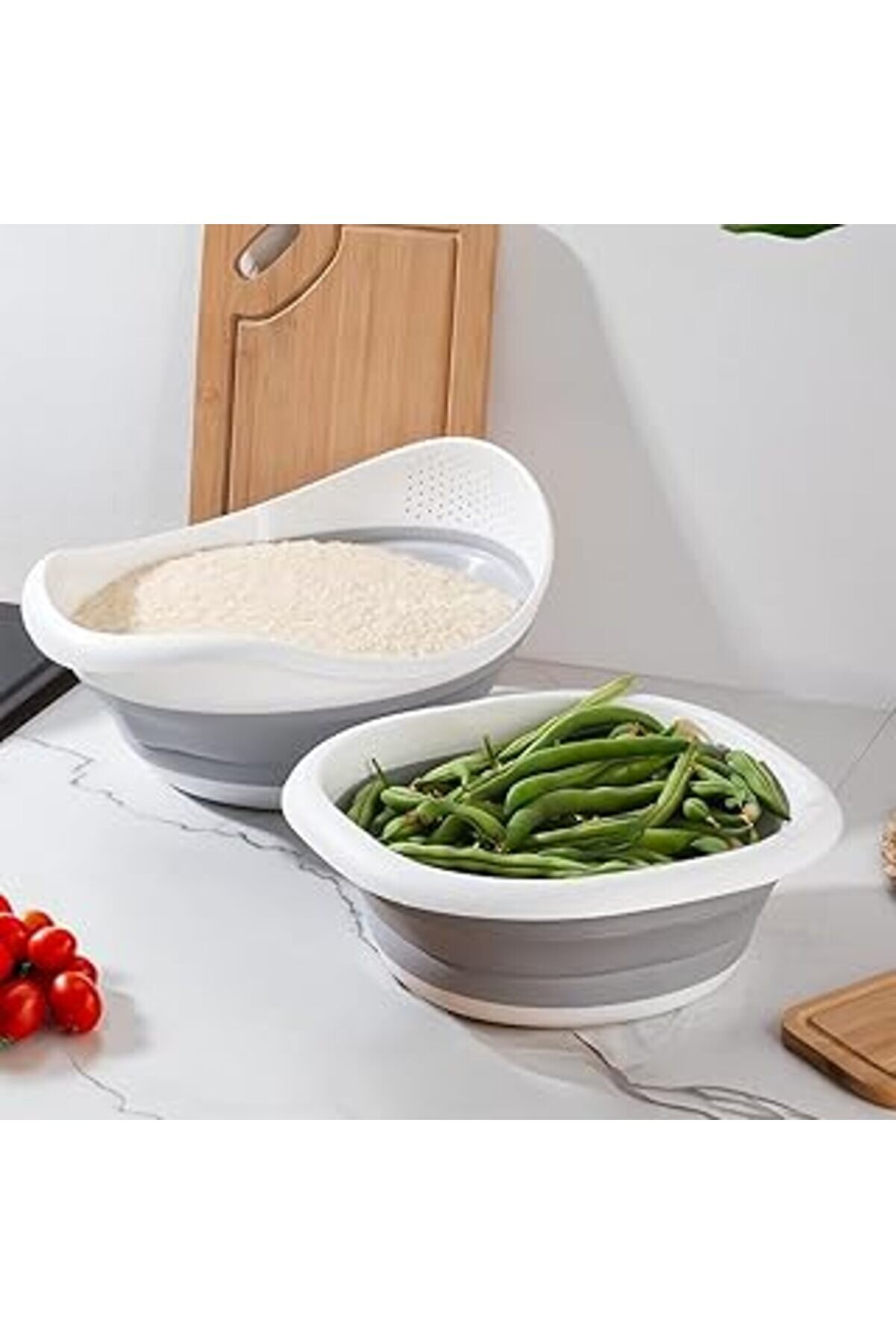 STOREMAX Porsima 698-726 Katlanabilir Süzgeç Silikon Meyve Sebze Yıkama Leğeni - Akordiyon Pirinç Süzgeci 3