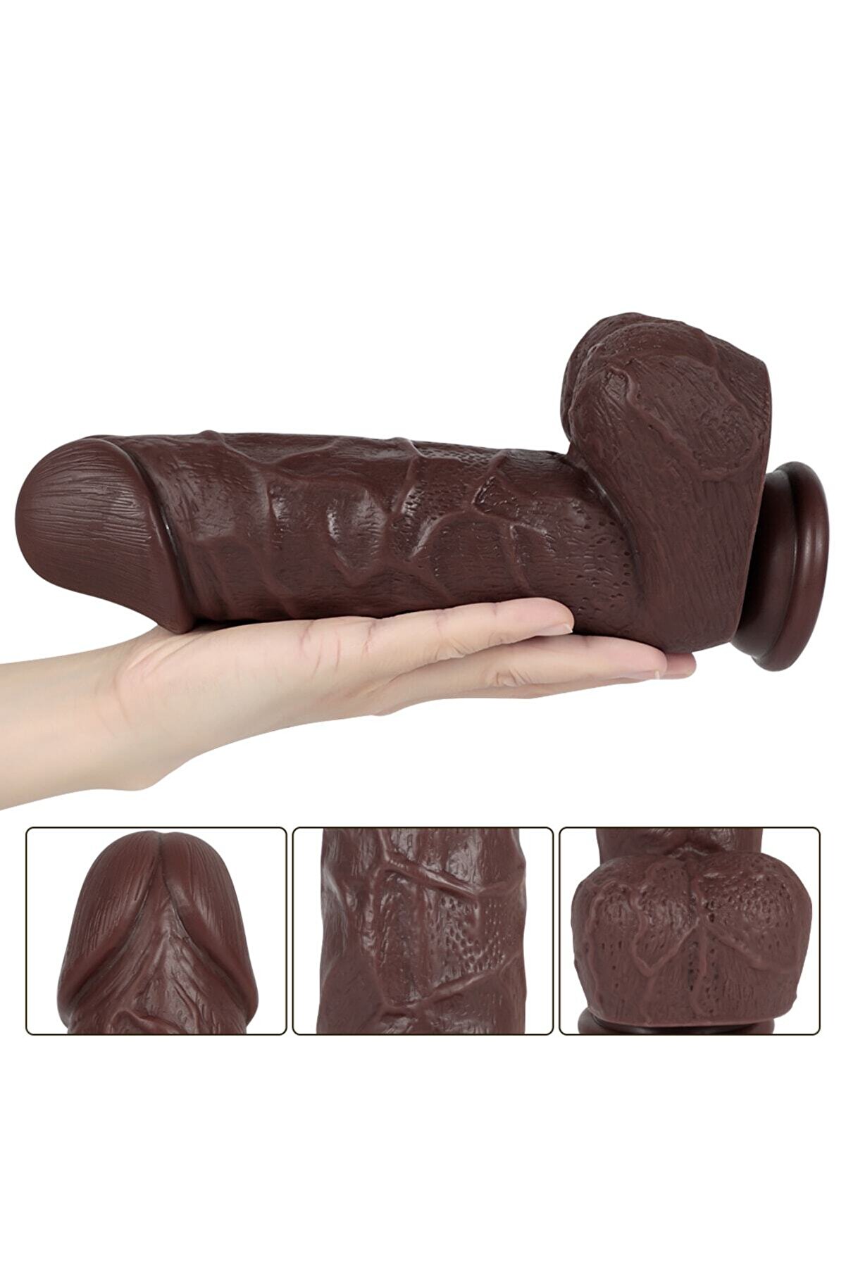 Meyrabest Di̇ldo Seri̇es X-Man Rubber Kalın Brown Reali̇sti̇k Peni̇s 20 Cm