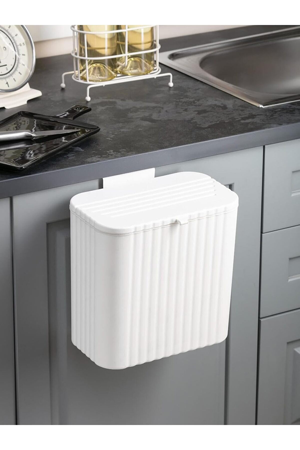 STOREMAX oskyshopc Mutfak Tezgah Üstü ve Dolap Askılı Çöp Kovası 15 LT Beyaz (Nks158-2) newdesing 842385