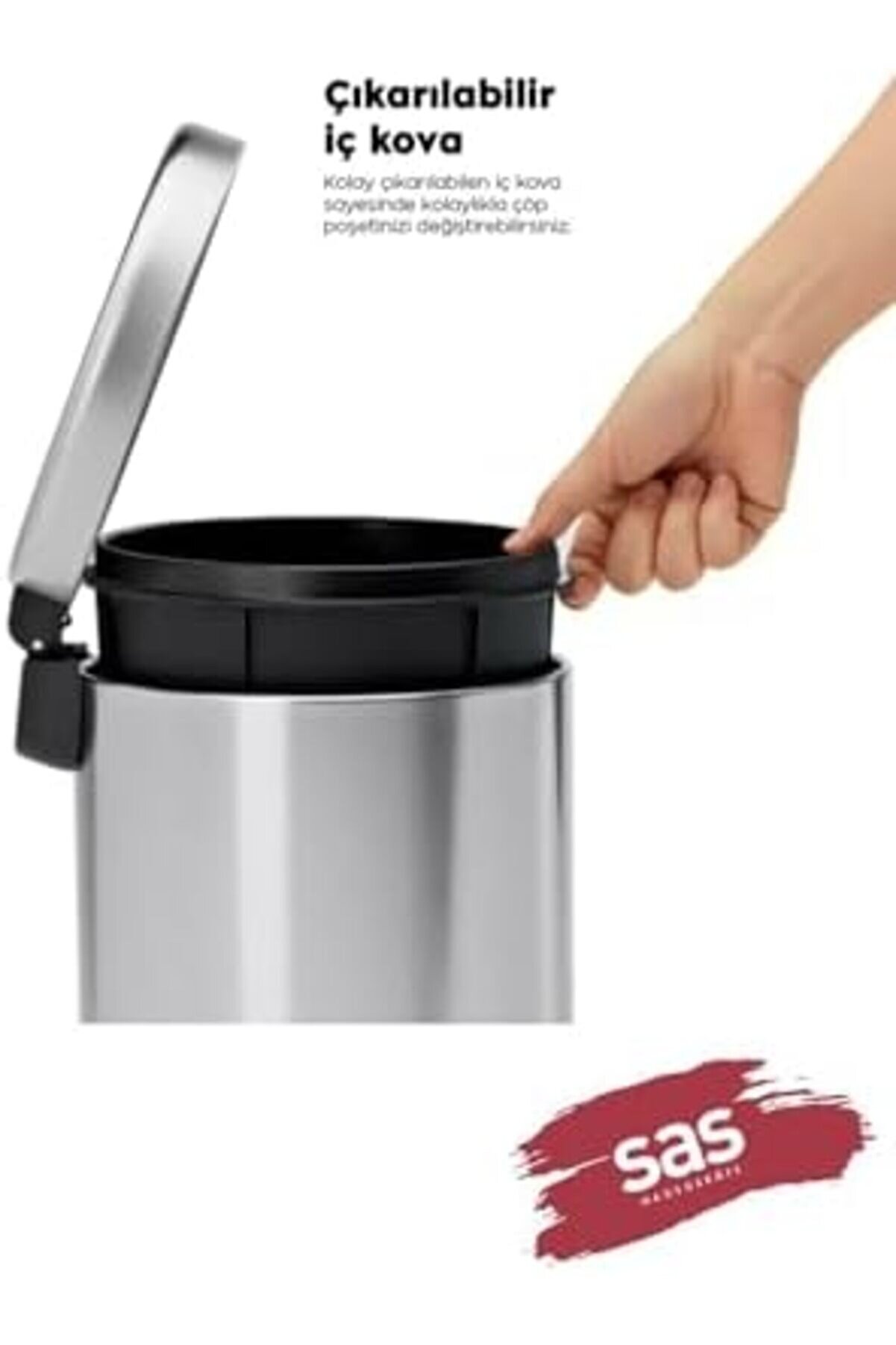 Snshop Haus Banyo Tuvalet Balkon Mutfak, Beyaz Renkli̇ Pedallı Metal Çöp Kovası 3 Li̇tre 467437