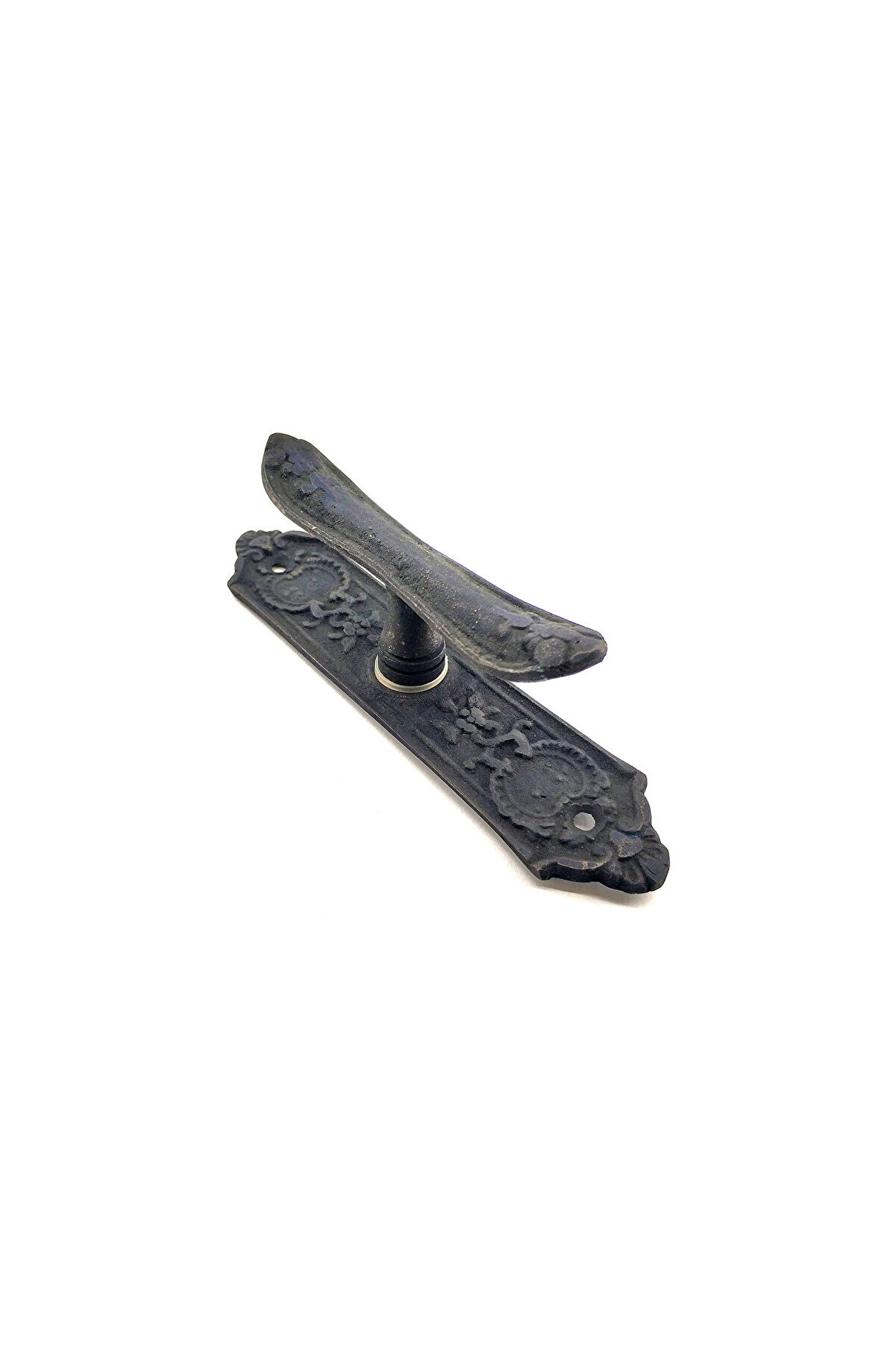 evimdeyokyok Antika Tarz Dekoratif Pirinç Çiçekli Pencere Kolu - 165x38 mm, Oksit
