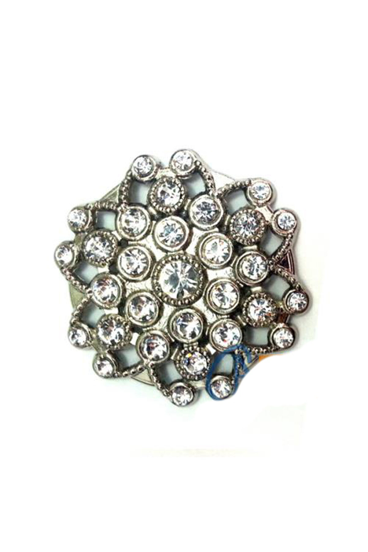 evimdeyokyok Taşlı Yuvarlak Broş, Sandık Süsü 4,5 cm - Nikel, 10 Adet