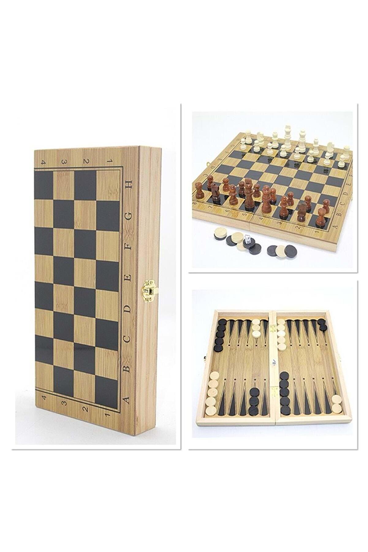 Ahşap Satranç Ve Tavla Seti̇ Alk4243 - Li̇si̇nya