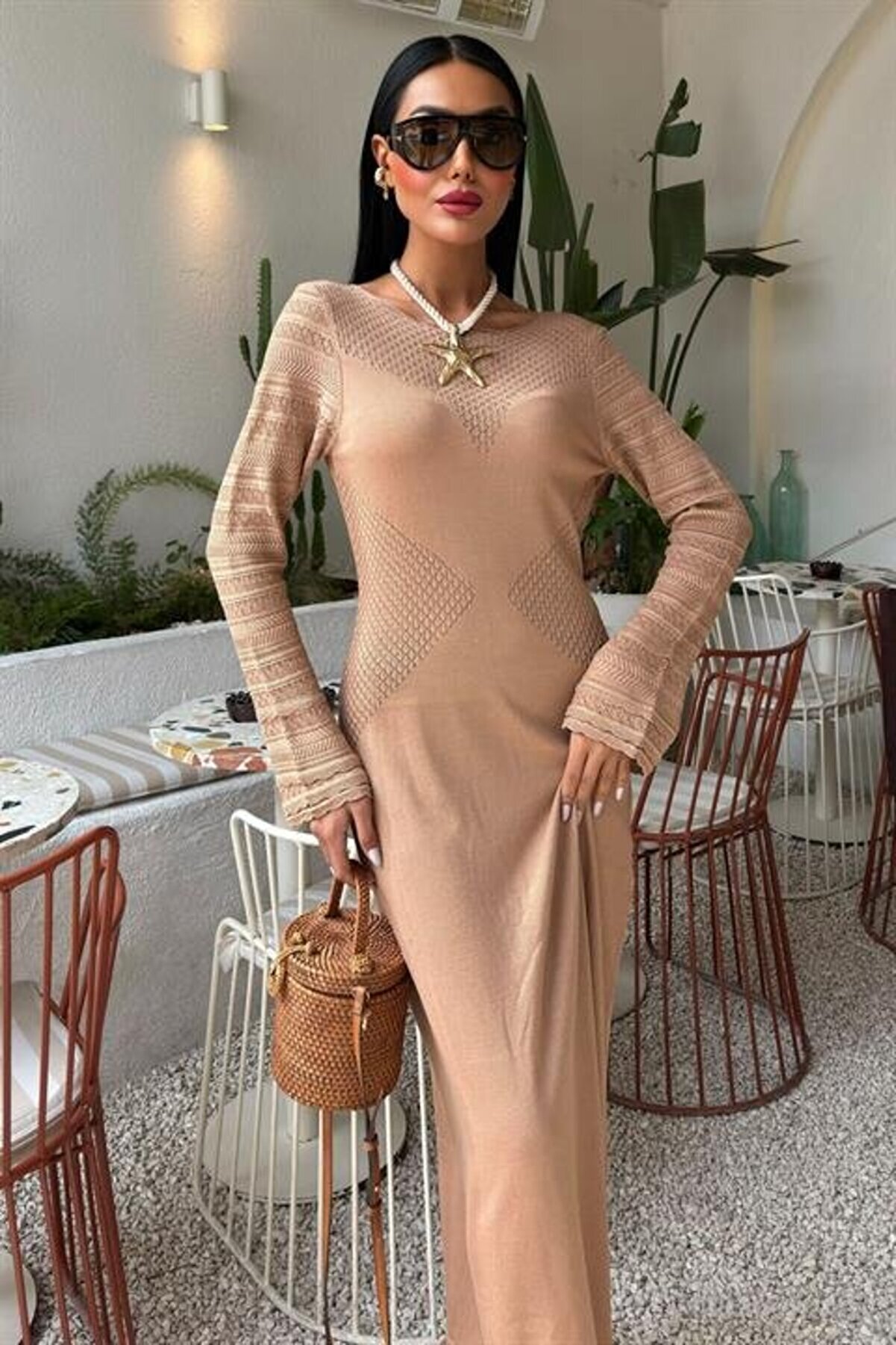 Ajur Detaylı Bi̇si̇klet Yaka Tri̇ko Elbi̇se 2861