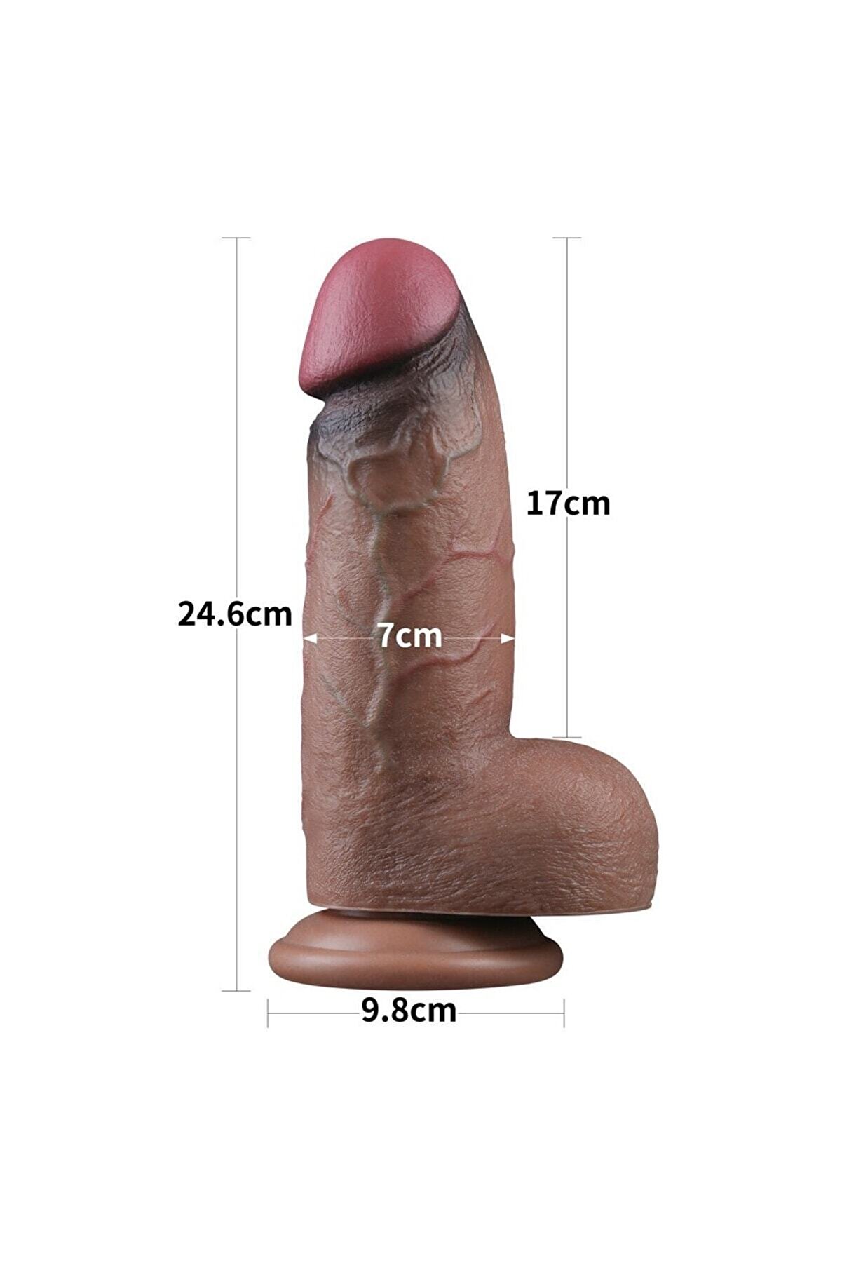 Meyrabest &Ccedil;i̇ft Katmanlı 24 Cm Xxl Si̇li̇kon Ultra Ger&ccedil;ekci̇ Kalın Reali̇sti̇k Peni̇s