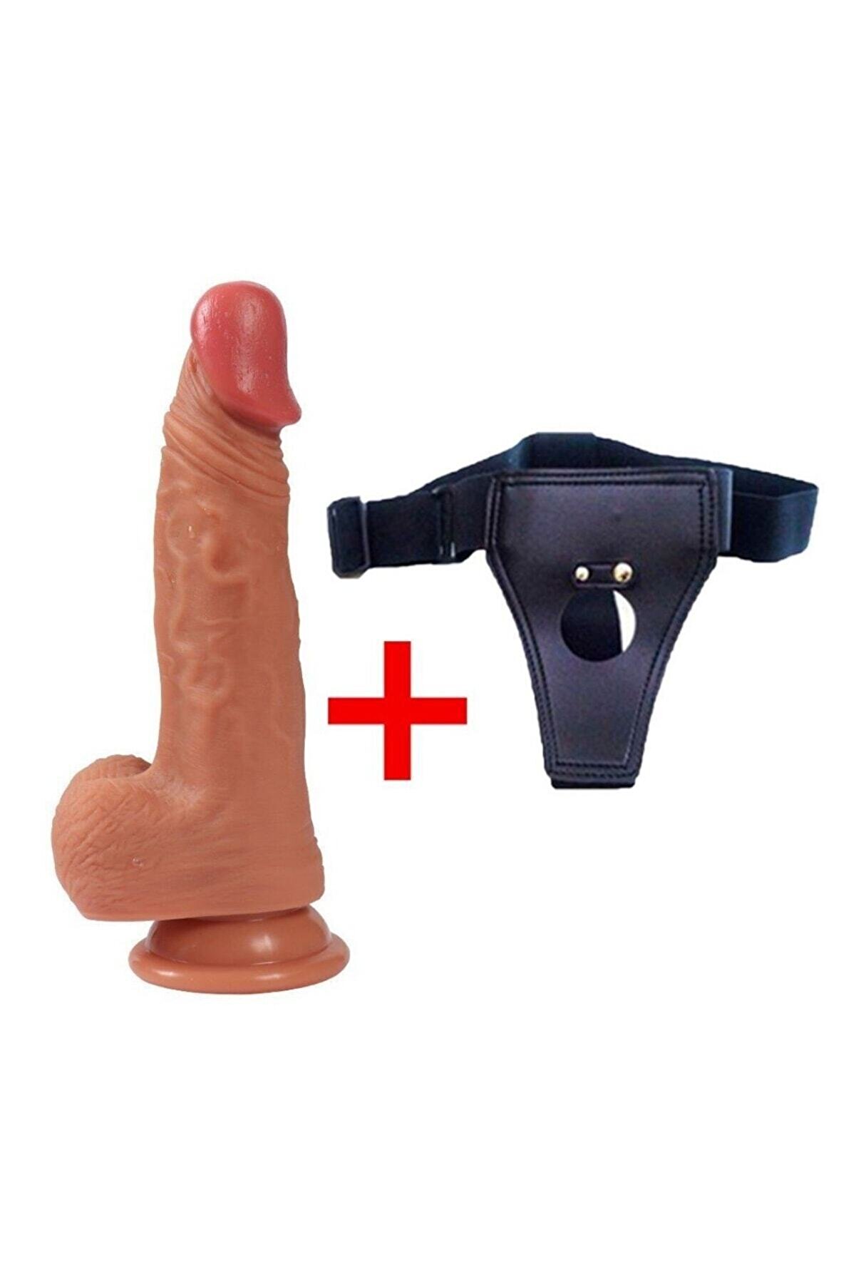 Meyrabest Yumuşak Dokulu Ger&ccedil;ekci̇ Yapı Reali̇sti̇k Dokuda &Uuml;reti̇lmi̇ş 20 Cm Kemerli̇ Di̇ldo Strap On+Jel