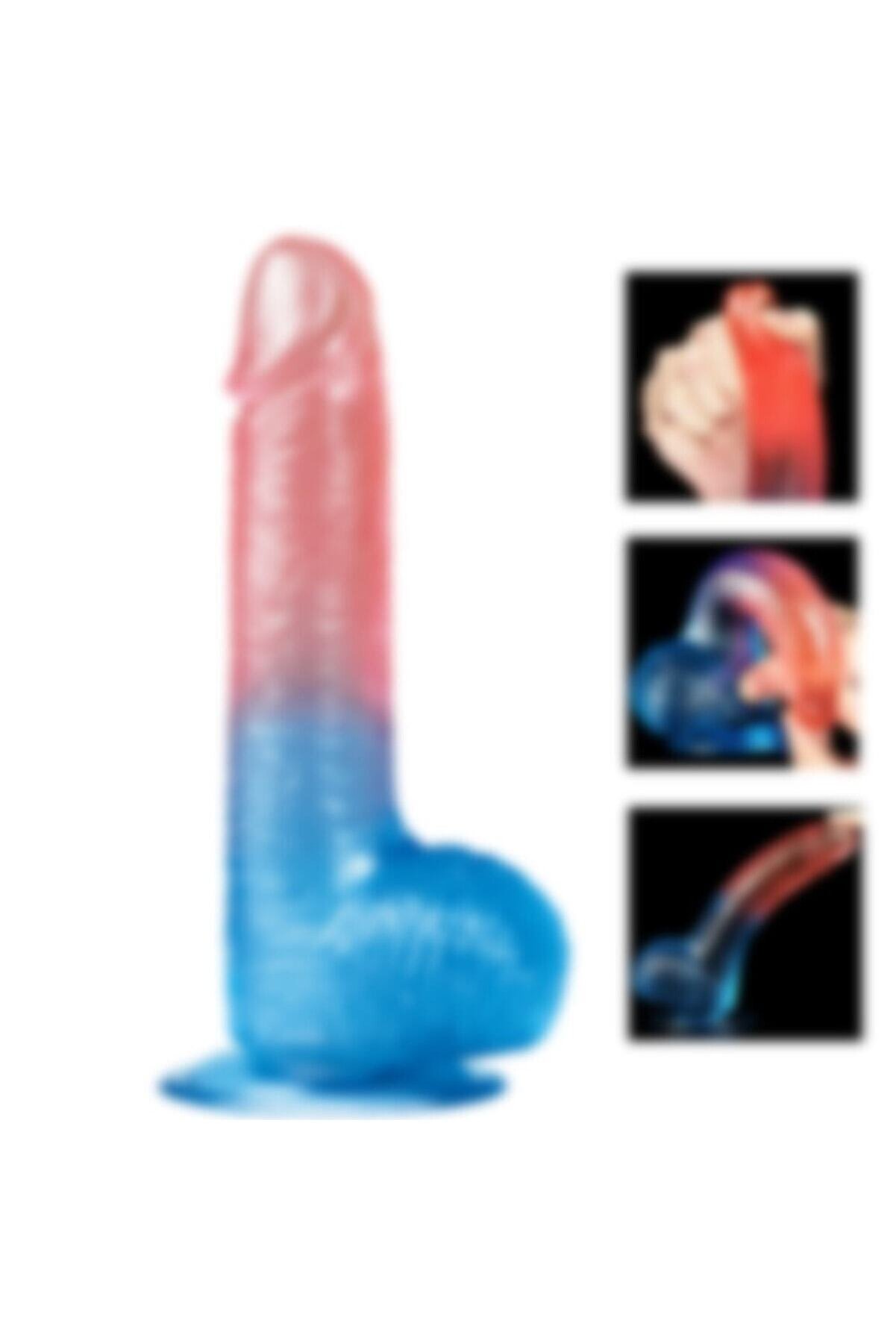 Meyrabest &Ouml;zel Tasarlanmış &Ccedil;i̇ft Renkli̇ G&uuml;&ccedil;l&uuml; Vantuz Tabanı Sayesi̇nde Sabi̇tlenebi̇li̇r 19 Cm Jel Peni̇s