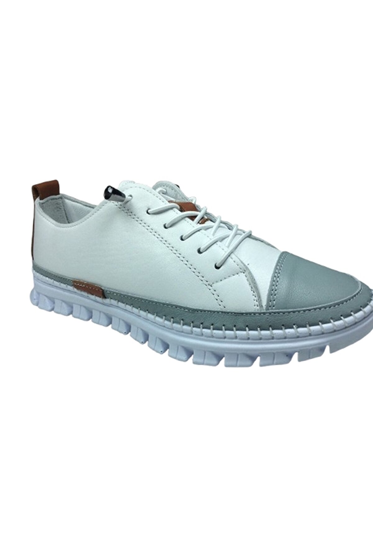 2010 Womenly Style Beyaz Gri̇ Kadın Günlük Ayakkabı % 100 Haki̇ki̇ Deri̇