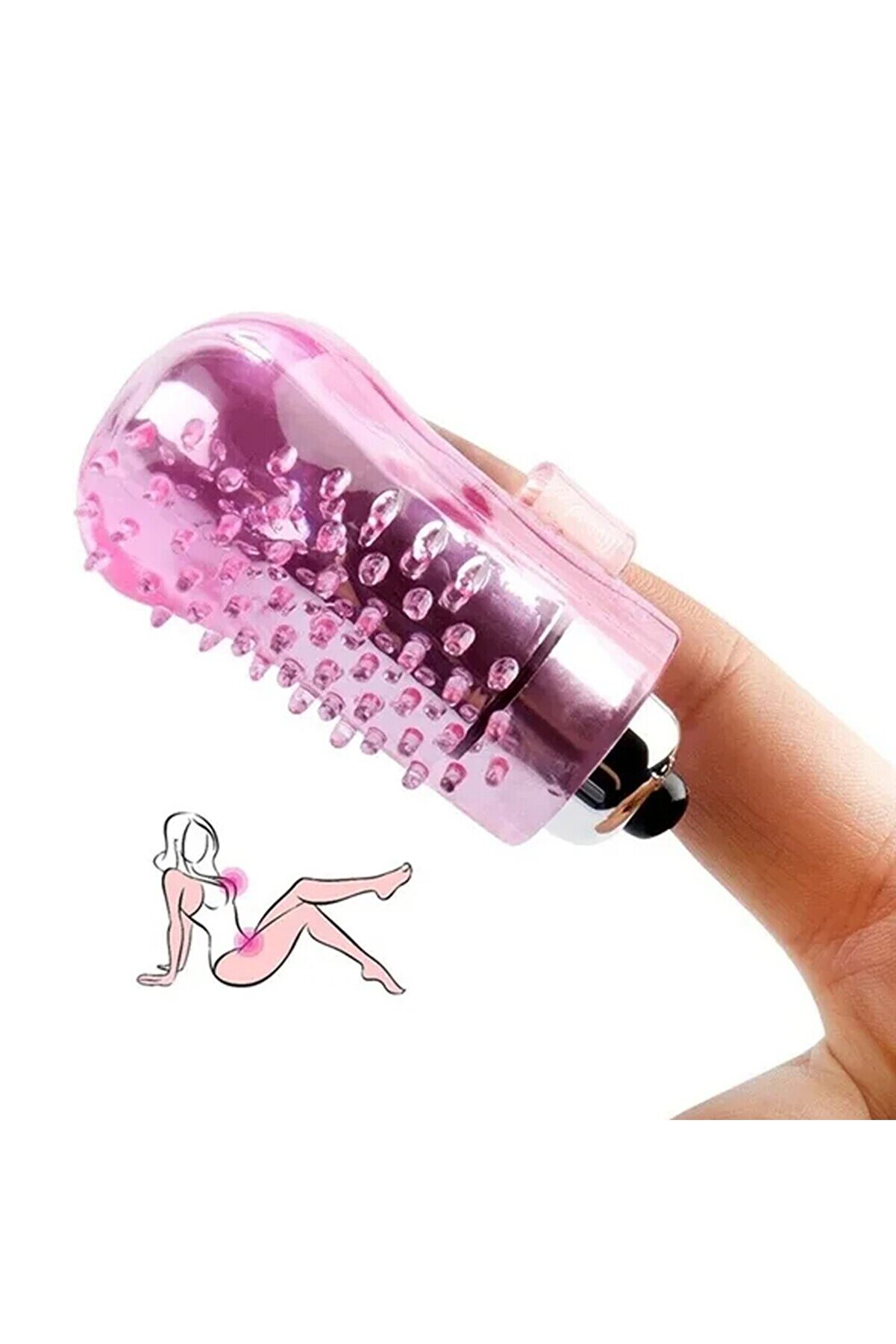 Erox Pembe Fi̇nger Tırtıklı Yumuşak Dokulu Ti̇treşi̇mli̇ Parmak Vi̇brat&ouml;r