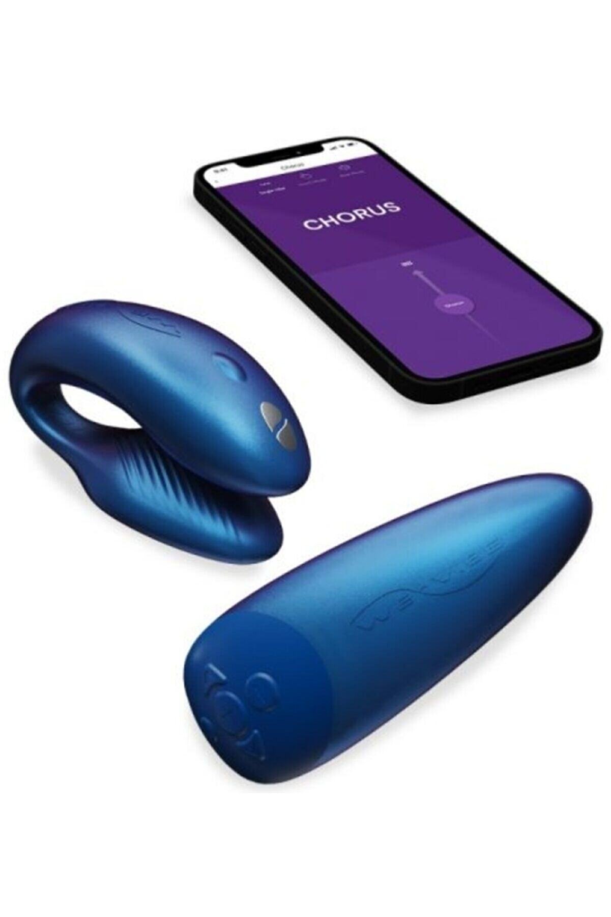 Erox Chorus Cosmi̇c Blue &Ccedil;i̇ftlere &Ouml;zel &Uuml;reti̇len Telefon Ve Kumanda Ile Kontrol Edi̇lebi̇len Vi̇brat&ouml;r