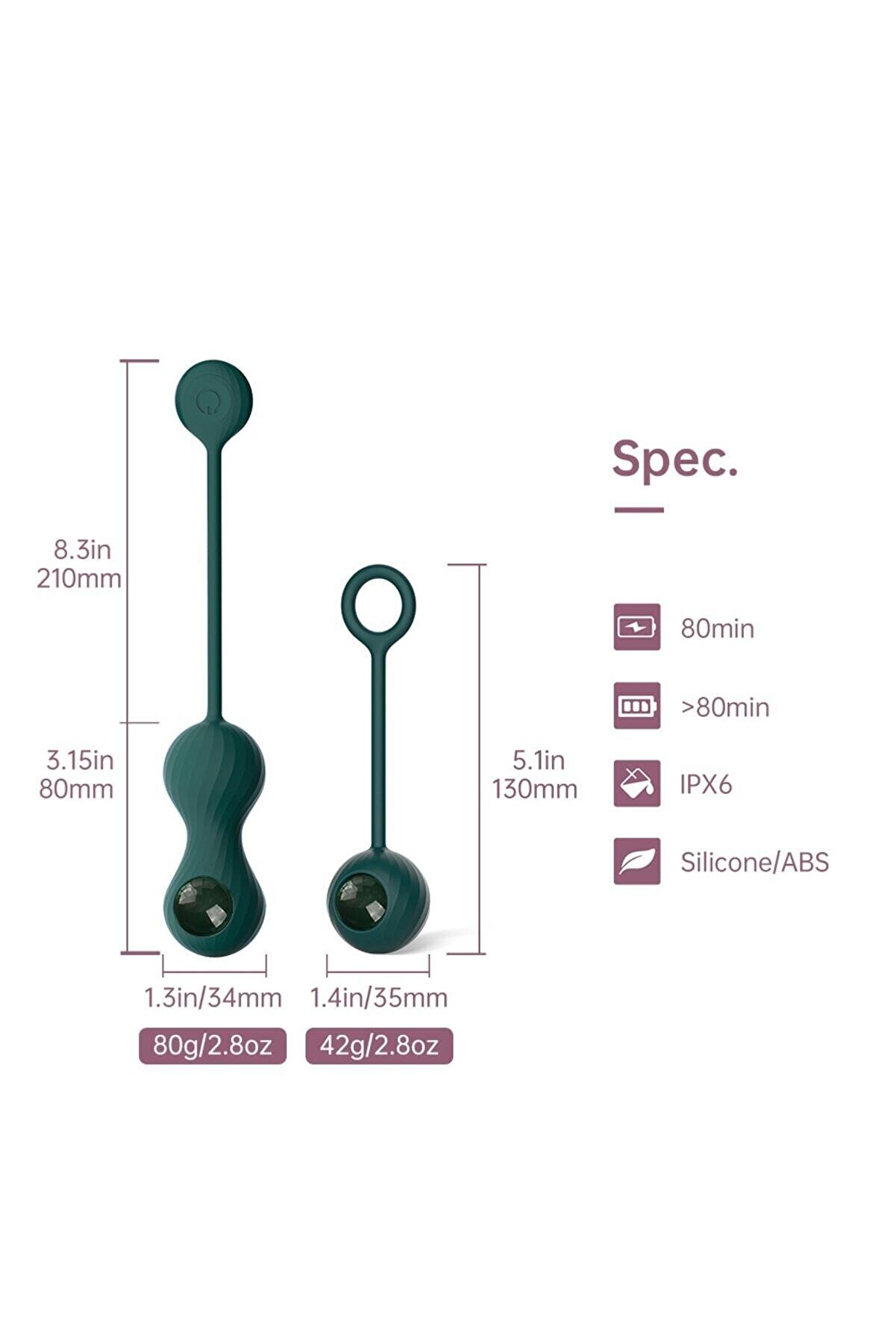 Erox Telefon Kontroll&uuml; Crystal Duo Smart Kegel Vi̇brat&ouml;r Wi̇th Wei̇ght Set