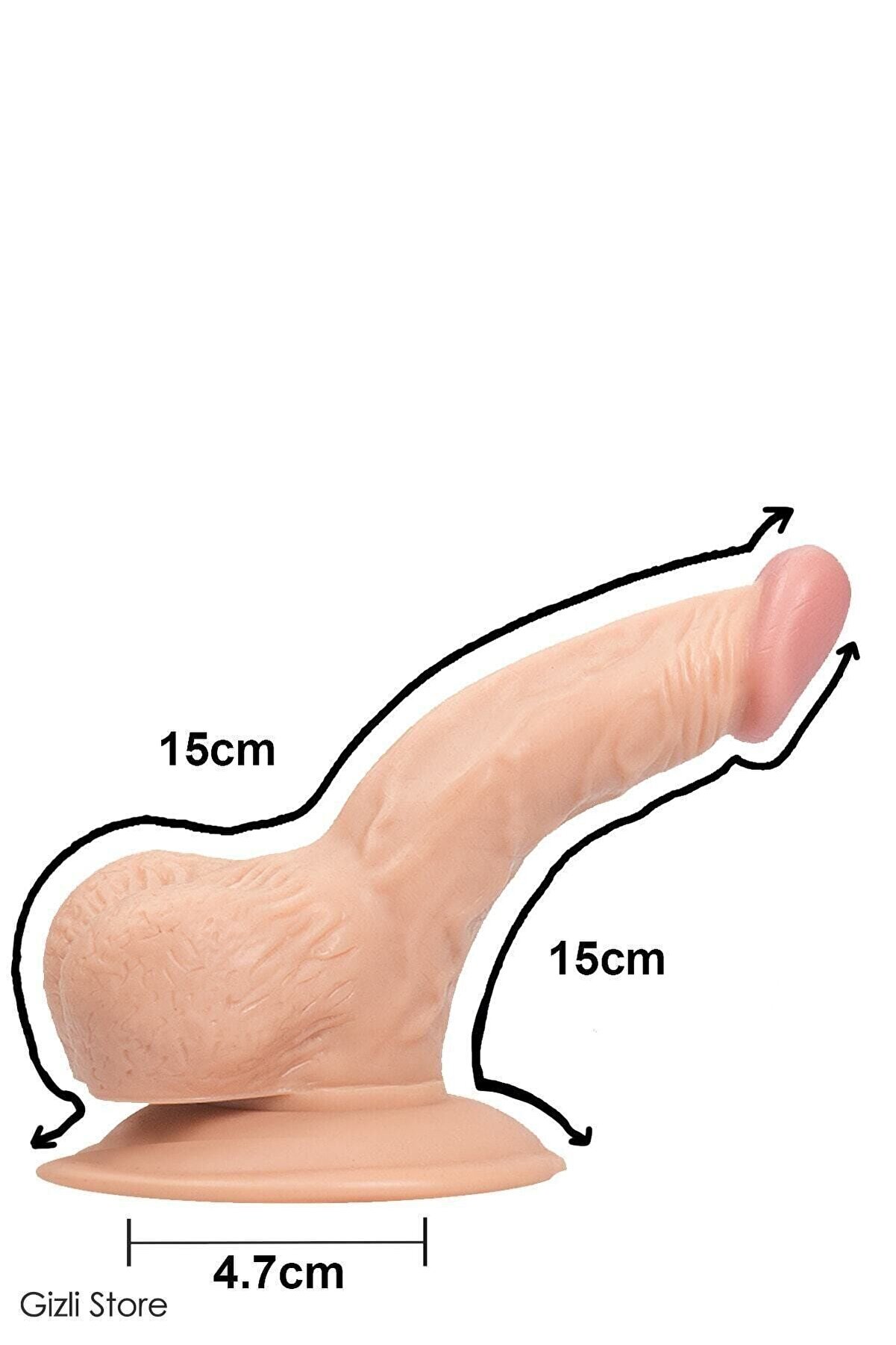 Erox Vantuzlu Testi̇sli̇ Reali̇sti̇k Vi̇brat&ouml;r S 15Cm