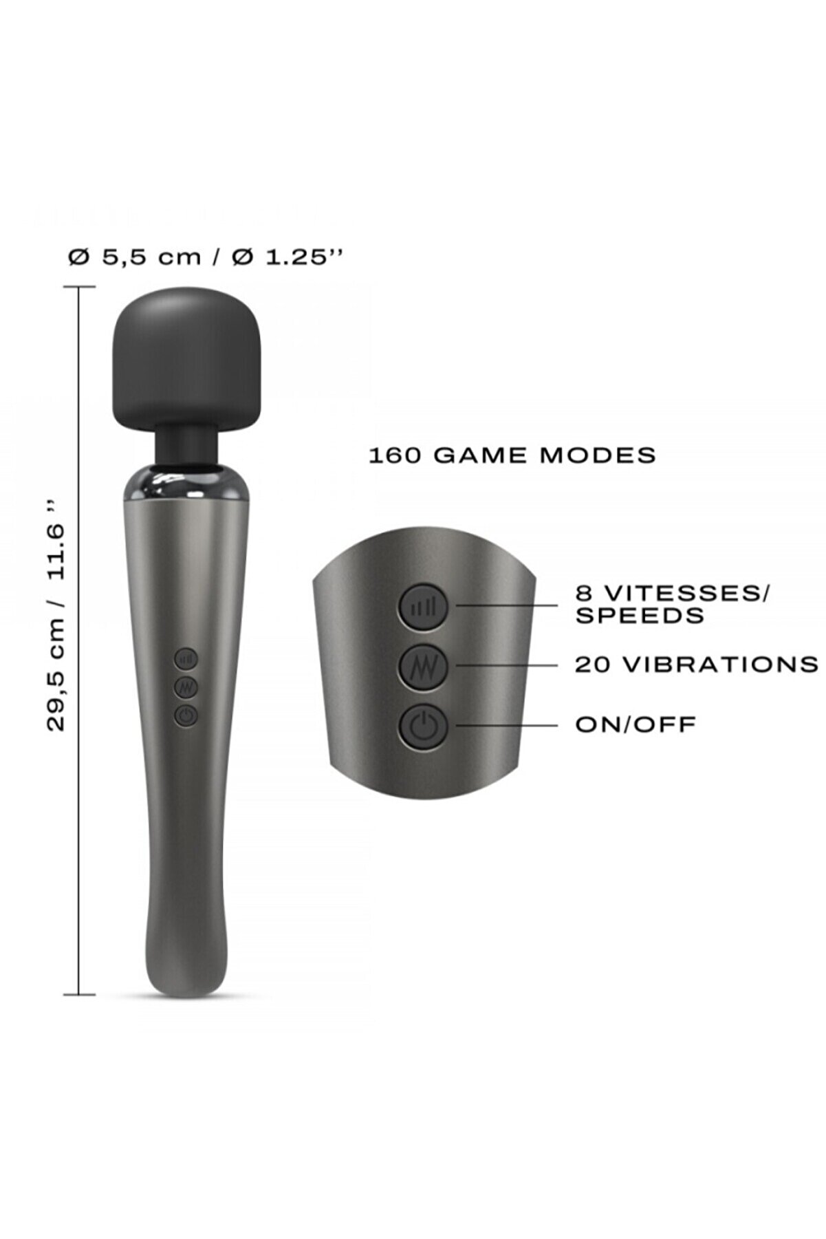 Erox Si̇lver Usb Şarjlı 160 Modlu Megawand Massager Vi̇brat&ouml;r