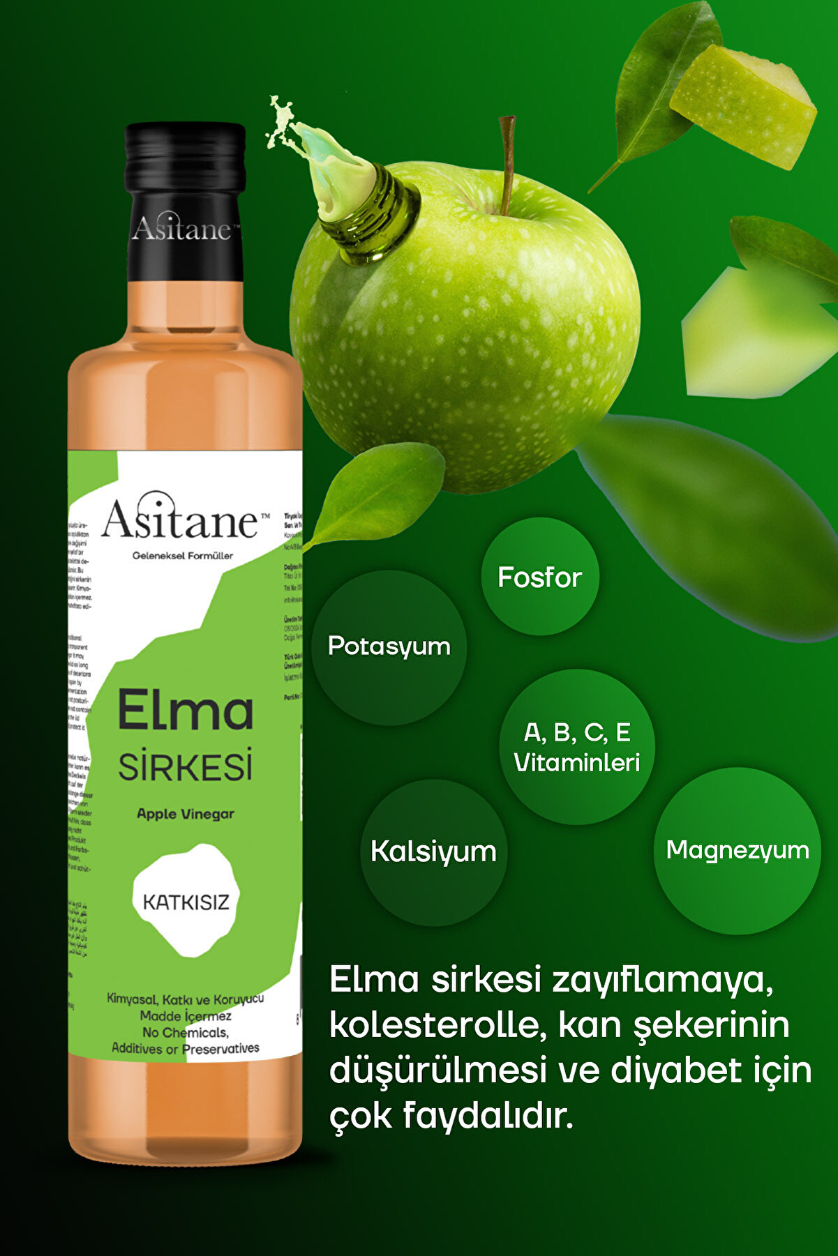 Doğal Fermantasyon Elma Si̇rkesi̇- Apple Ci̇der Vi̇negar 500 Ml
