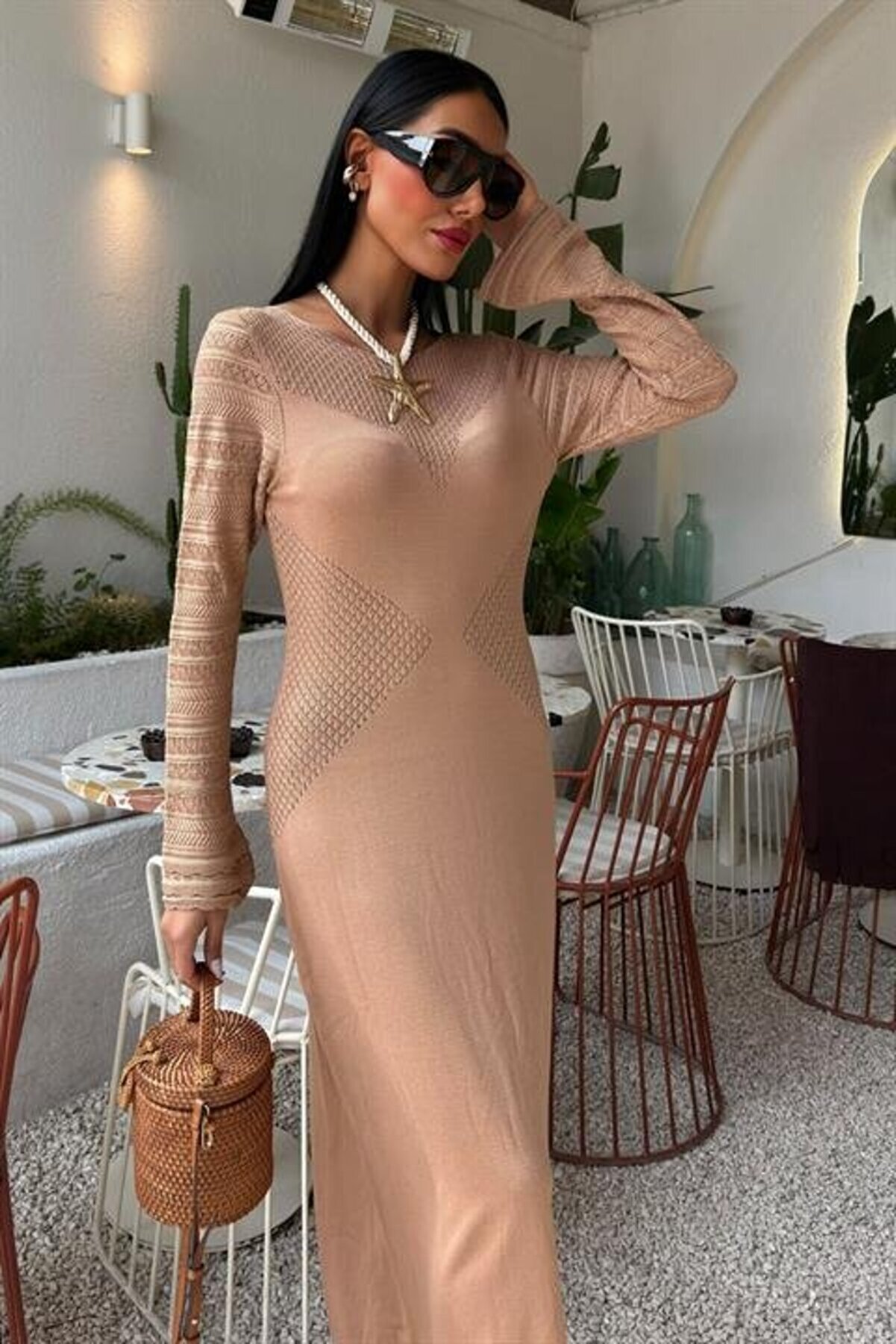 Ajur Detaylı Bi̇si̇klet Yaka Tri̇ko Elbi̇se 2861