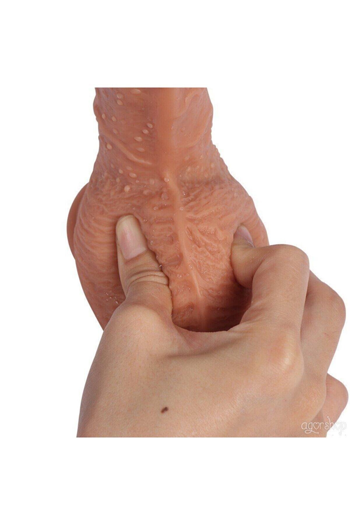 Meyrabest Di̇ldo Seri̇es Buru 22 Cm &Ccedil;i̇ft Katmanlı Natural Reali̇sti̇k Peni̇s