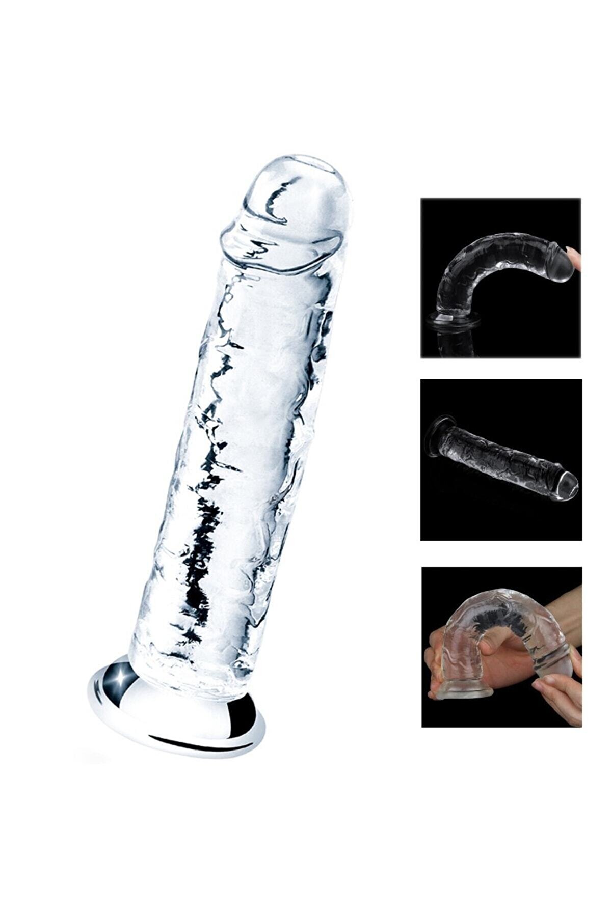 Meyrabest Esnek Ve B&uuml;k&uuml;lebi̇li̇r 18 Cm Şeffaf G&ouml;r&uuml;n&uuml;ml&uuml; Anal Ve Vaji̇nal Kullanılabi̇li̇r Jel Di̇ldo