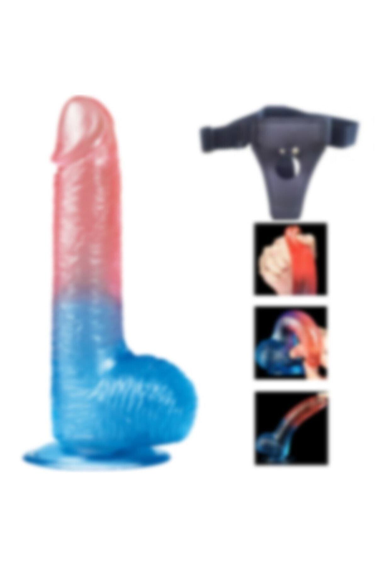 Meyrabest &Ccedil;i̇ft Renkli̇ Ultra Yumuşak 19 Cm Kemerli̇ Jel Di̇ldo