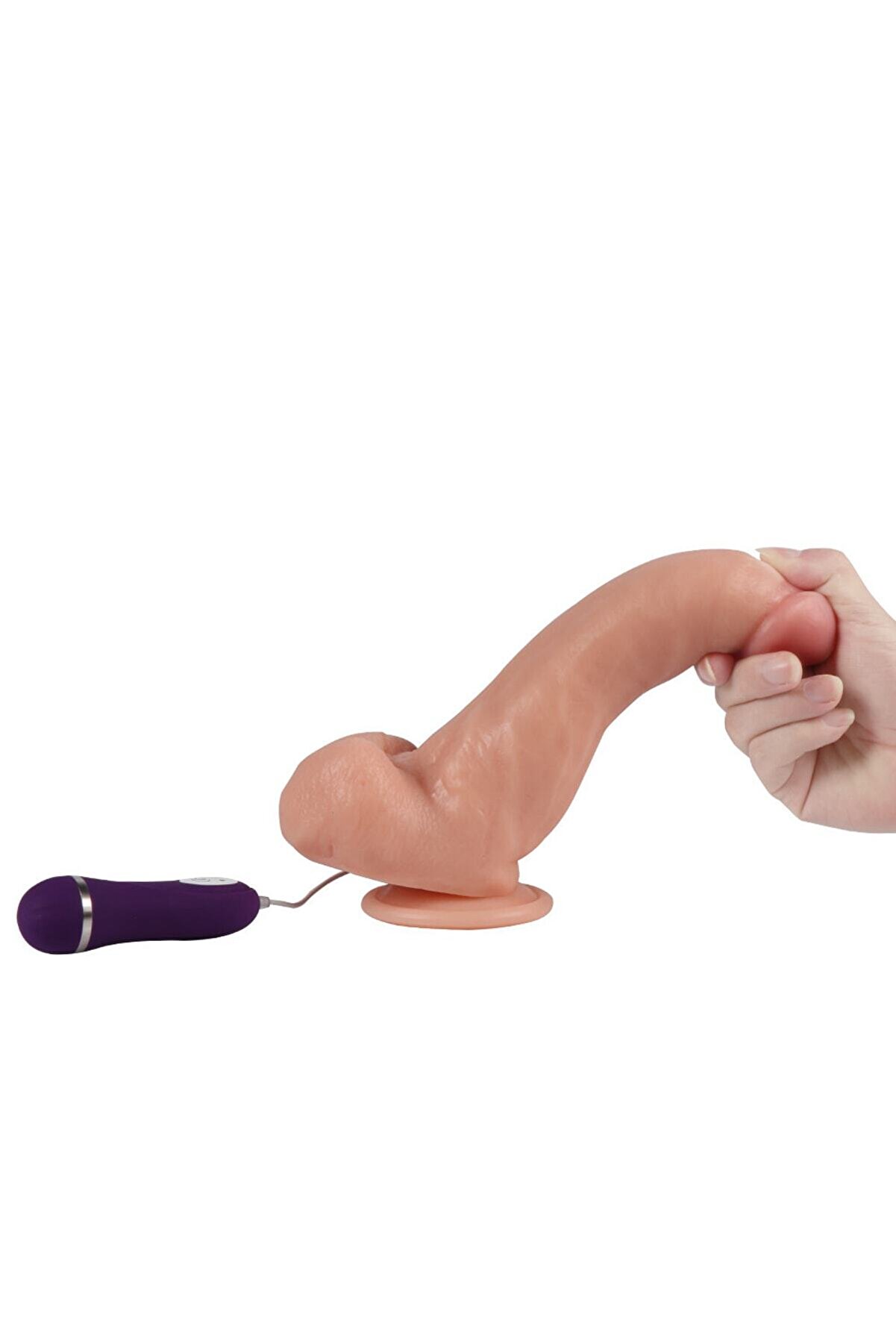 Meyrabest Lungton 22,5 Cm Vantuzlu Ti̇treşi̇mli̇ Reali̇sti̇k Kalın Peni̇s