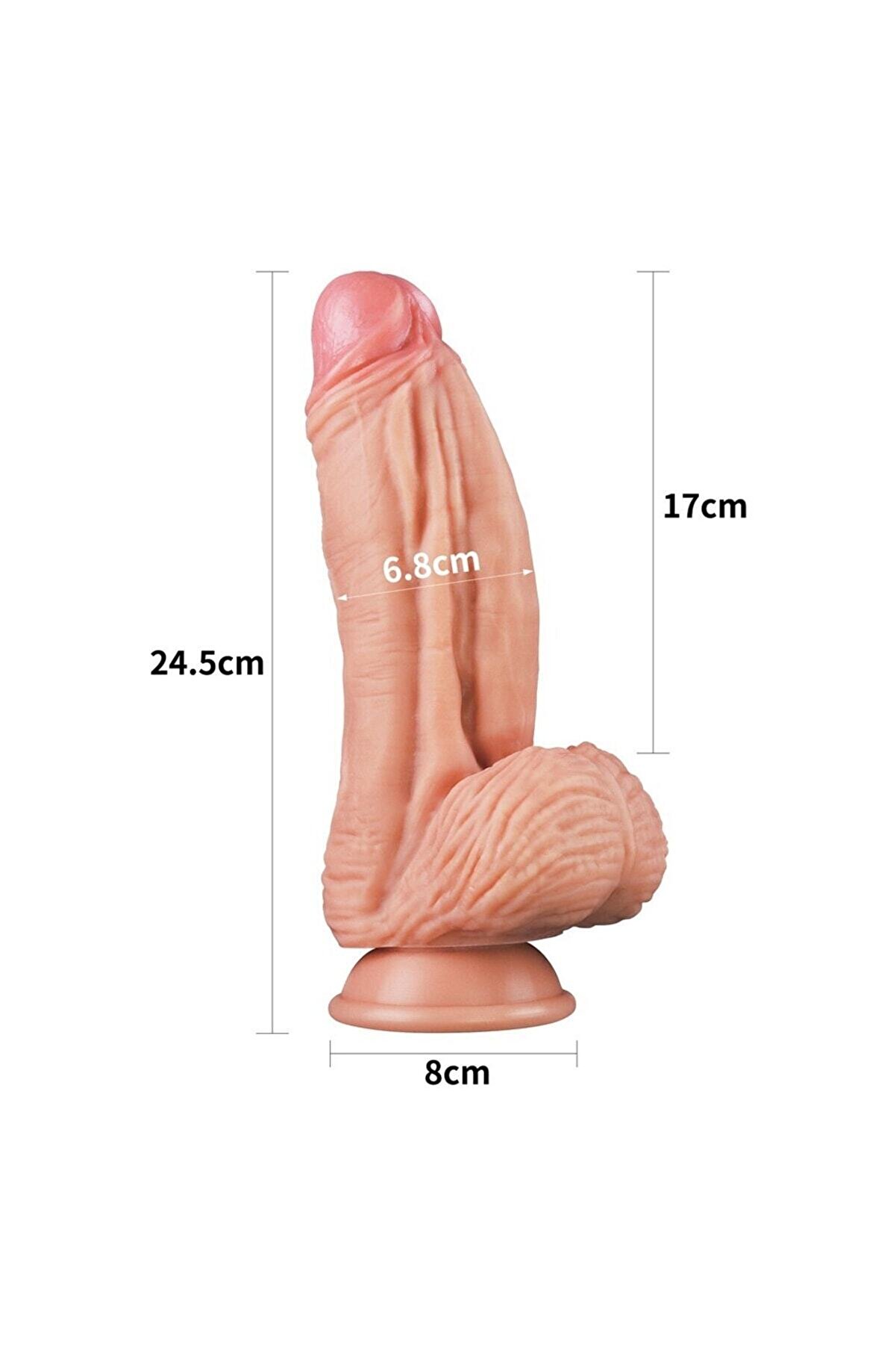 Meyrabest &Ouml;zel Tasarım Kalıplanmış 25 Cm Ultra Ger&ccedil;ekci̇ &Ccedil;i̇ft Katmanlı Plati̇nyum Si̇li̇kon Reali̇sti̇k Peni̇s