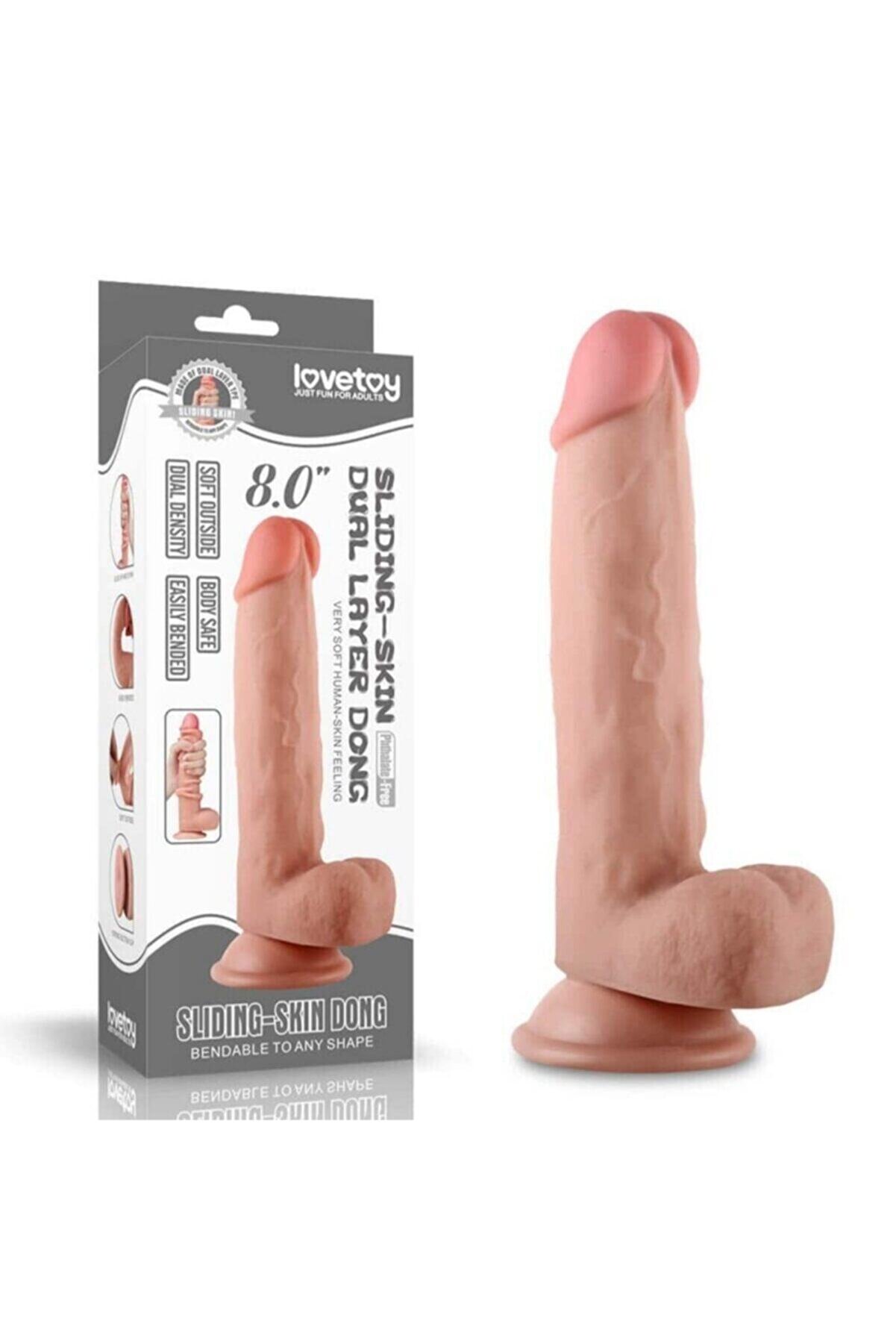 Meyrabest Sli̇di̇ng Ski̇n Vantuzlu Reali̇sti̇k &Ccedil;i̇ft Katmanlı Di̇ldo - Ten Rengi̇