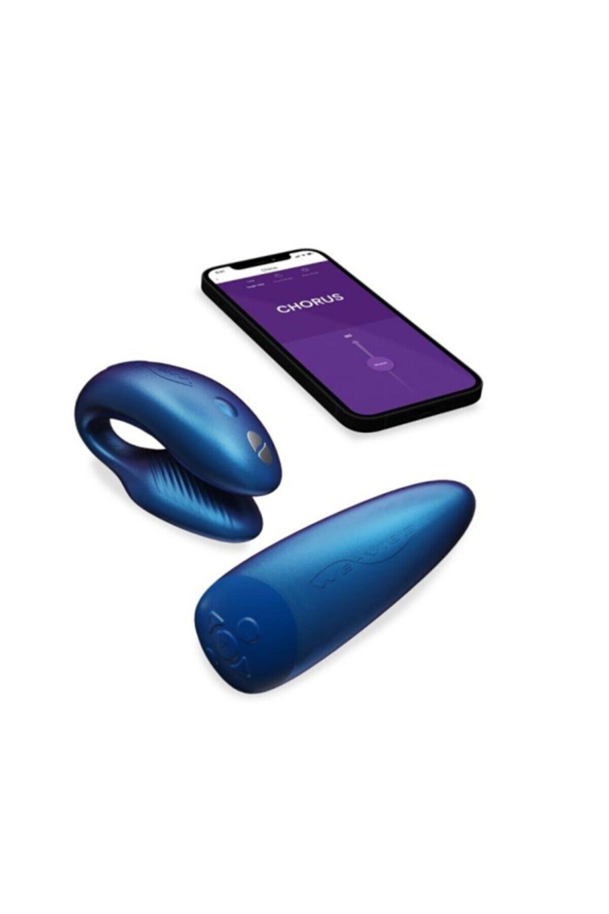 Erox Chorus Cosmi̇c Blue &Ccedil;i̇ftlere &Ouml;zel &Uuml;reti̇len Telefon Ve Kumanda Ile Kontrol Edi̇lebi̇len Vi̇brat&ouml;r