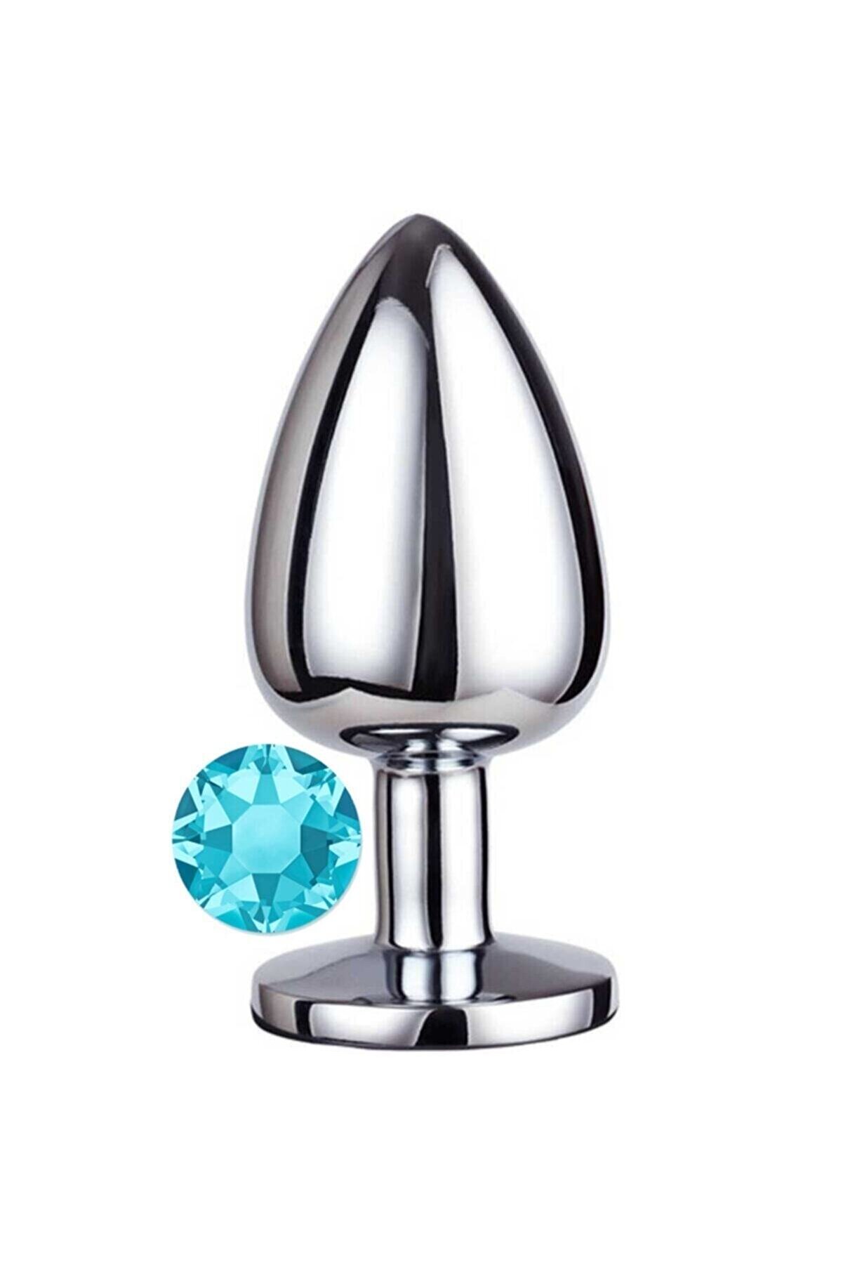 Erox Luxury Si̇lver Mavi̇ Taşlı K&uuml;&ccedil;&uuml;k Metal Anal Plug