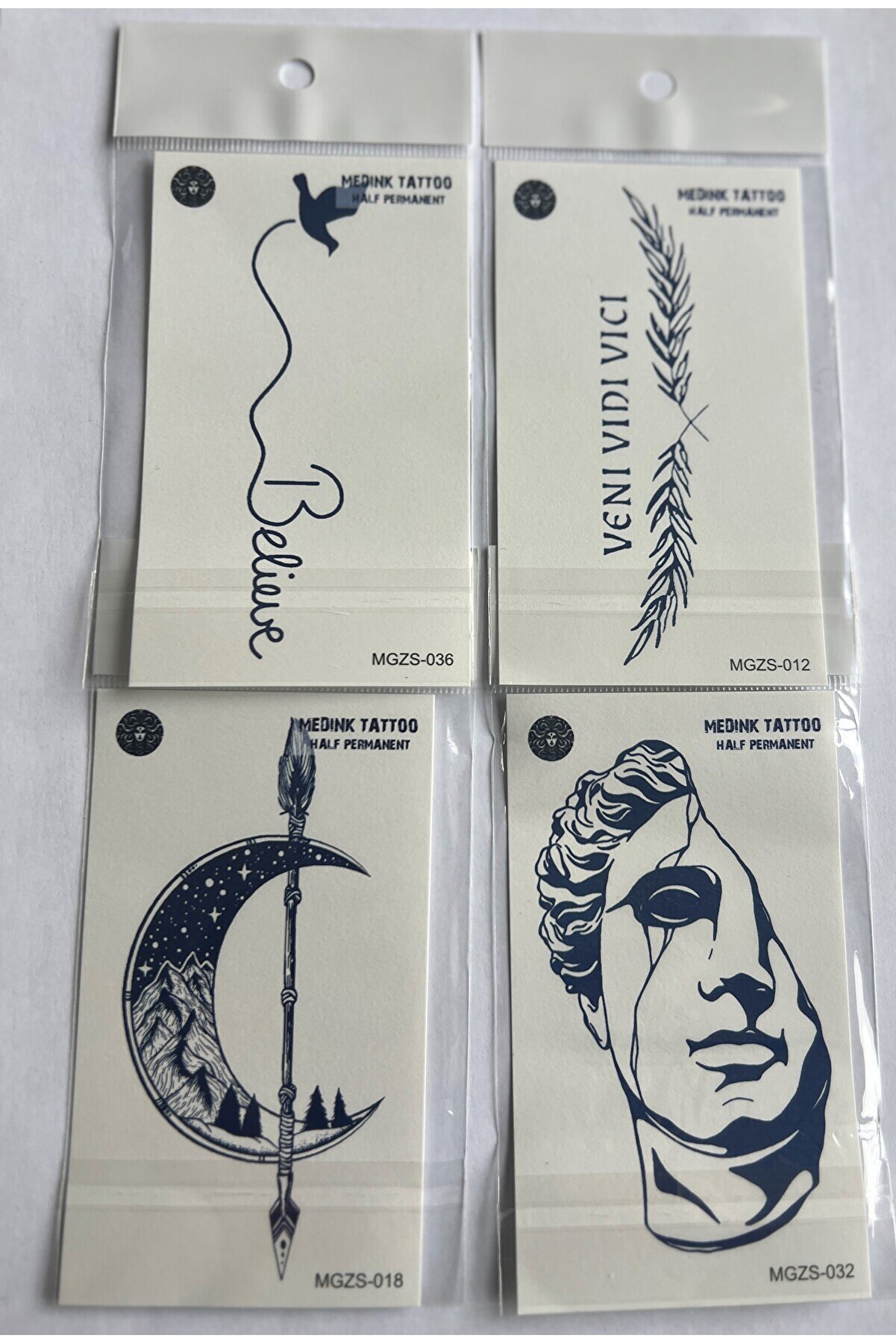 Ai̇rbrush Tattoo Zafer 4 Adet Mi̇ni̇mal 11X8 Cm 3 Hafta Kalıcı Yarı Kalıcı Geçi̇ci̇ Dövme
